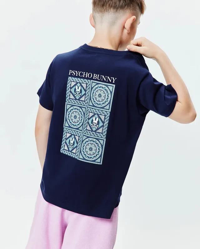 Psycho Bunny Kids Tees Frank maglietta blu in cotone Pima