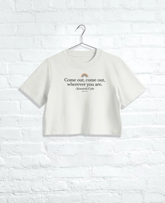 Kenneth Cole Reaction Clothing COME OUT cropped T-shirt Faded Bone