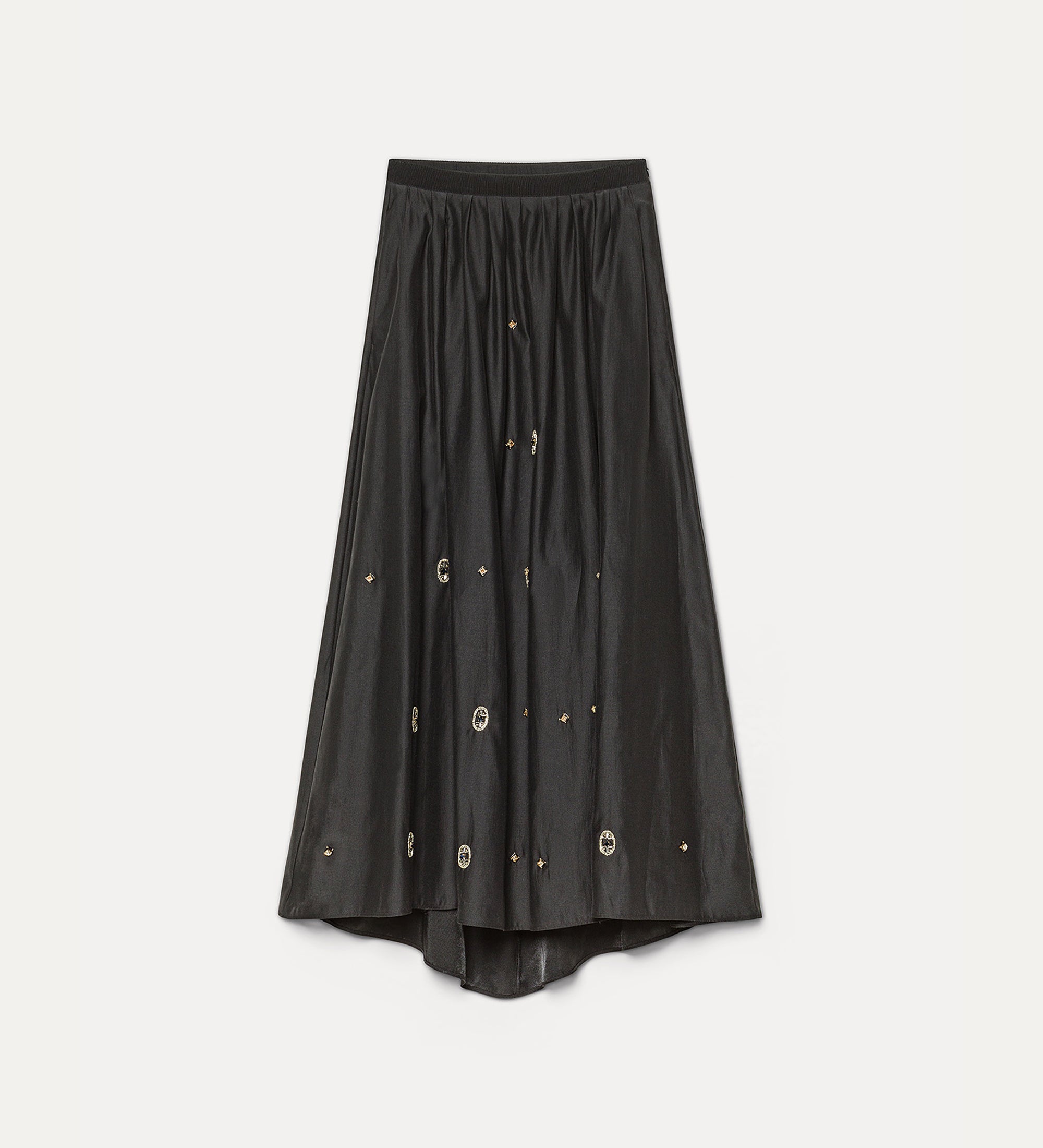 Forte gonne Full Twill Skirt with “Le Club” Embroidery gonna nera ricamata