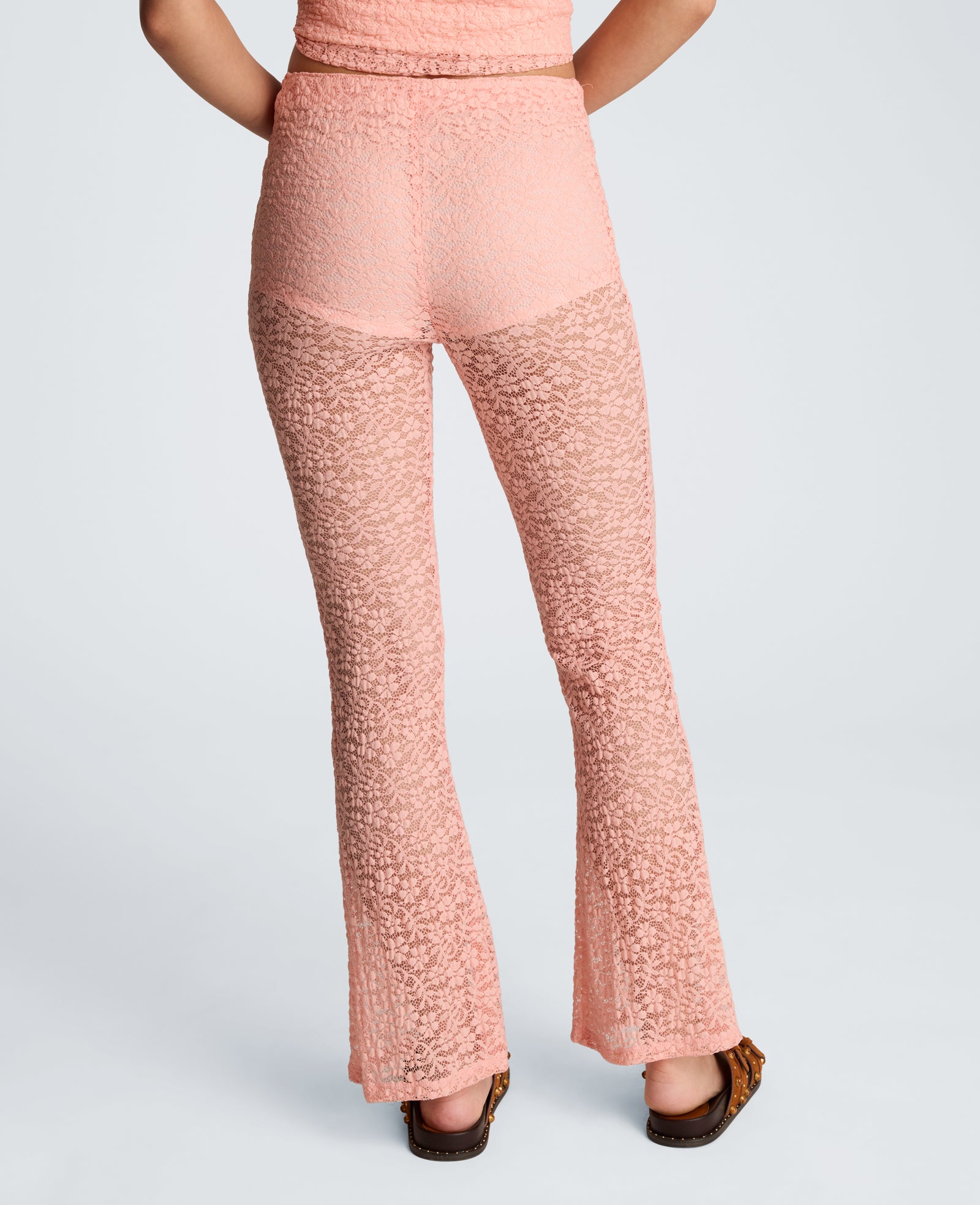 Kenneth Cole Reaction Clothing Stretch Lace Pull On Flare Pant with Inner Short pantaloni flare pesca con shorts
