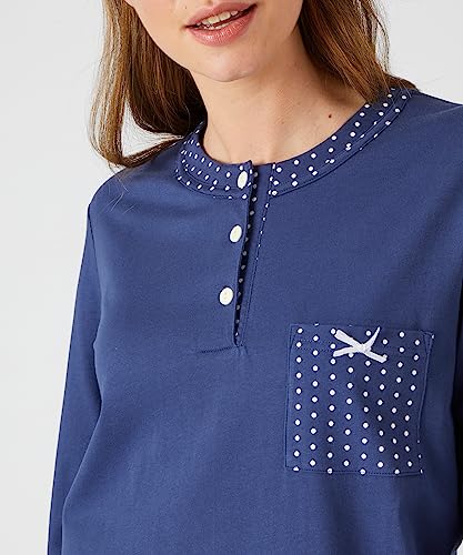 Damart Homewear Camicia da notte maniche lunghe jersey blu notte XS