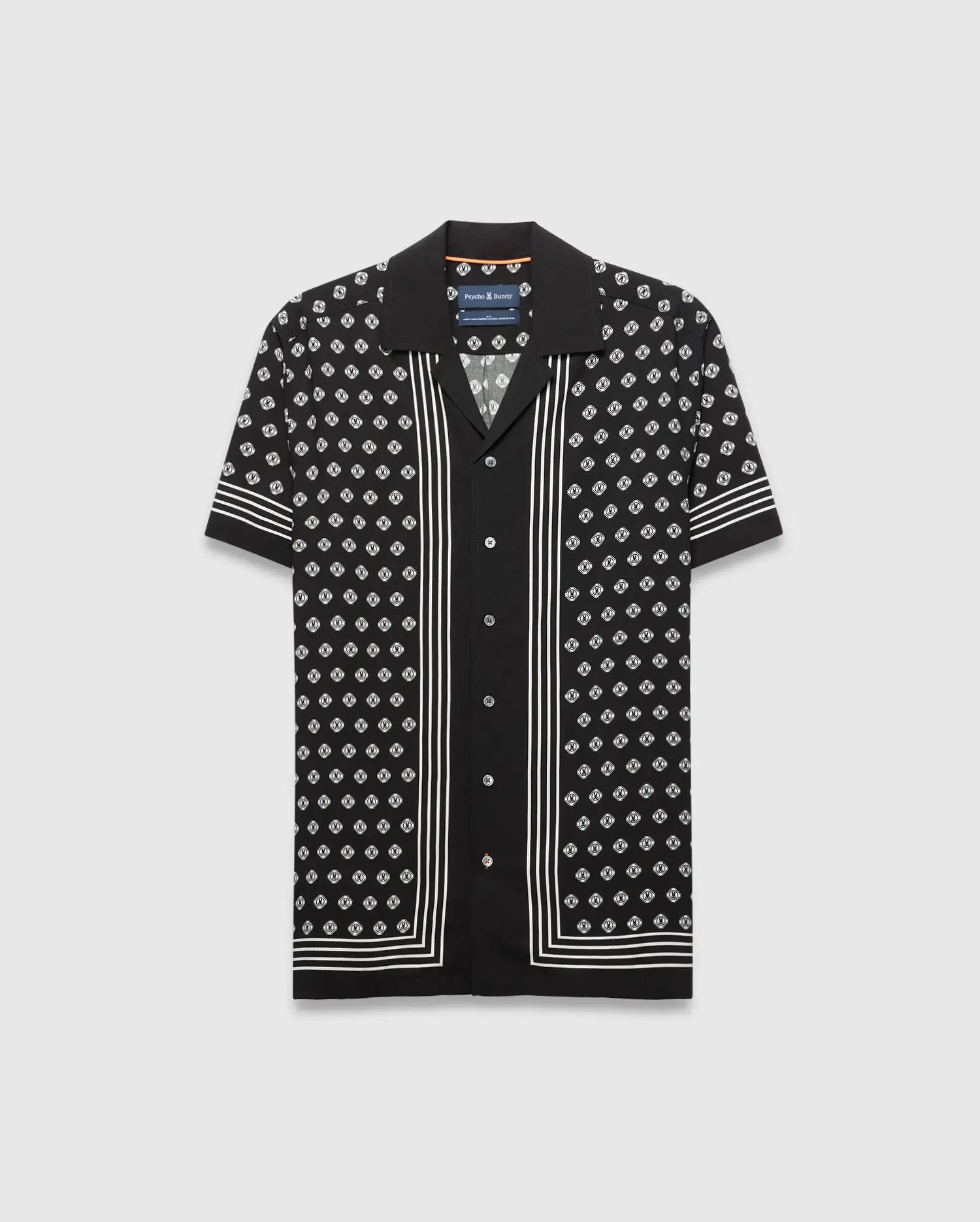 Psycho Bunny Men's Shirts Nick Tencel Shirt MT0300143 camicia nera in Tencel