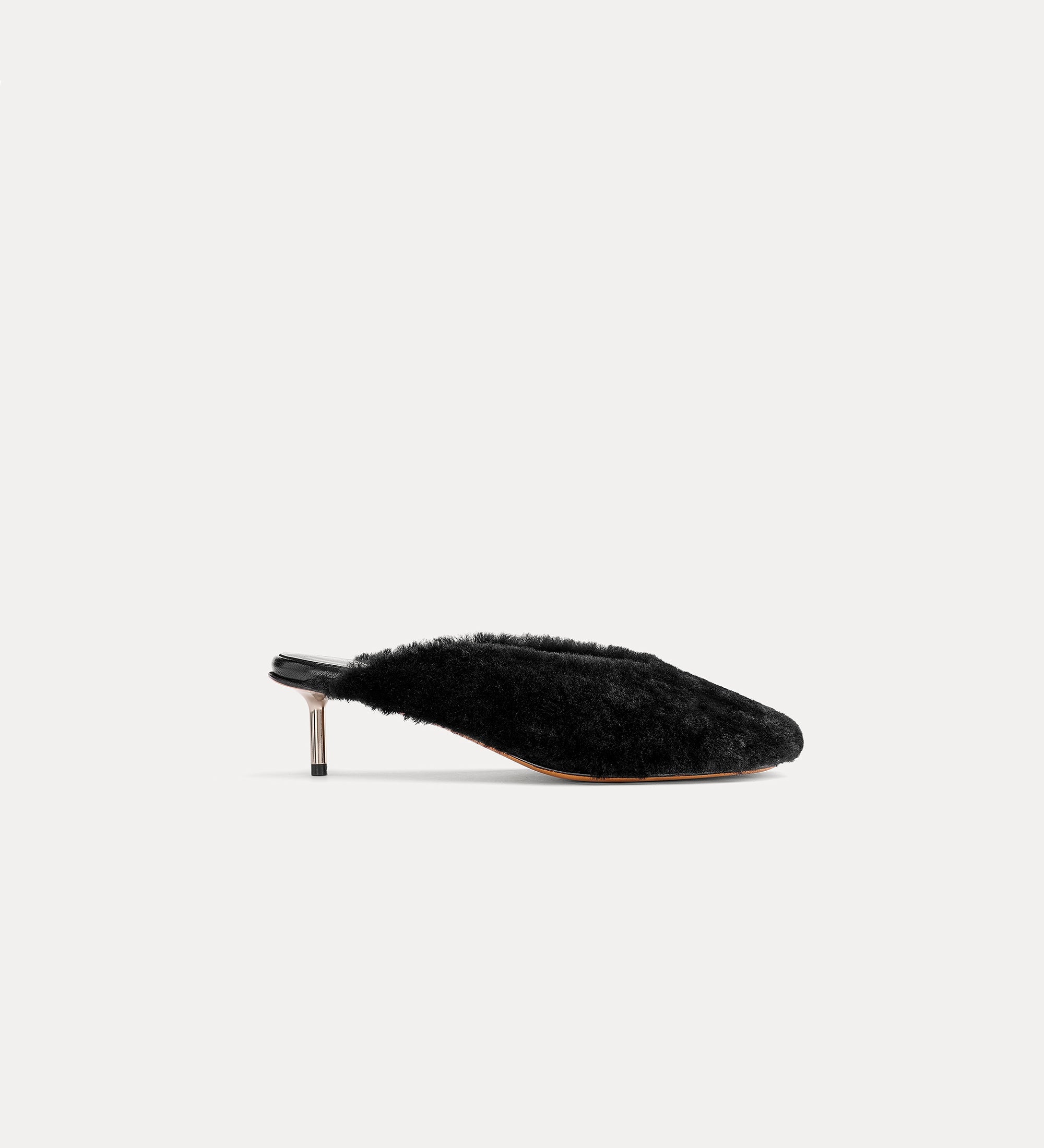 Forte Scarpe sabot in montone nero tacco metallico