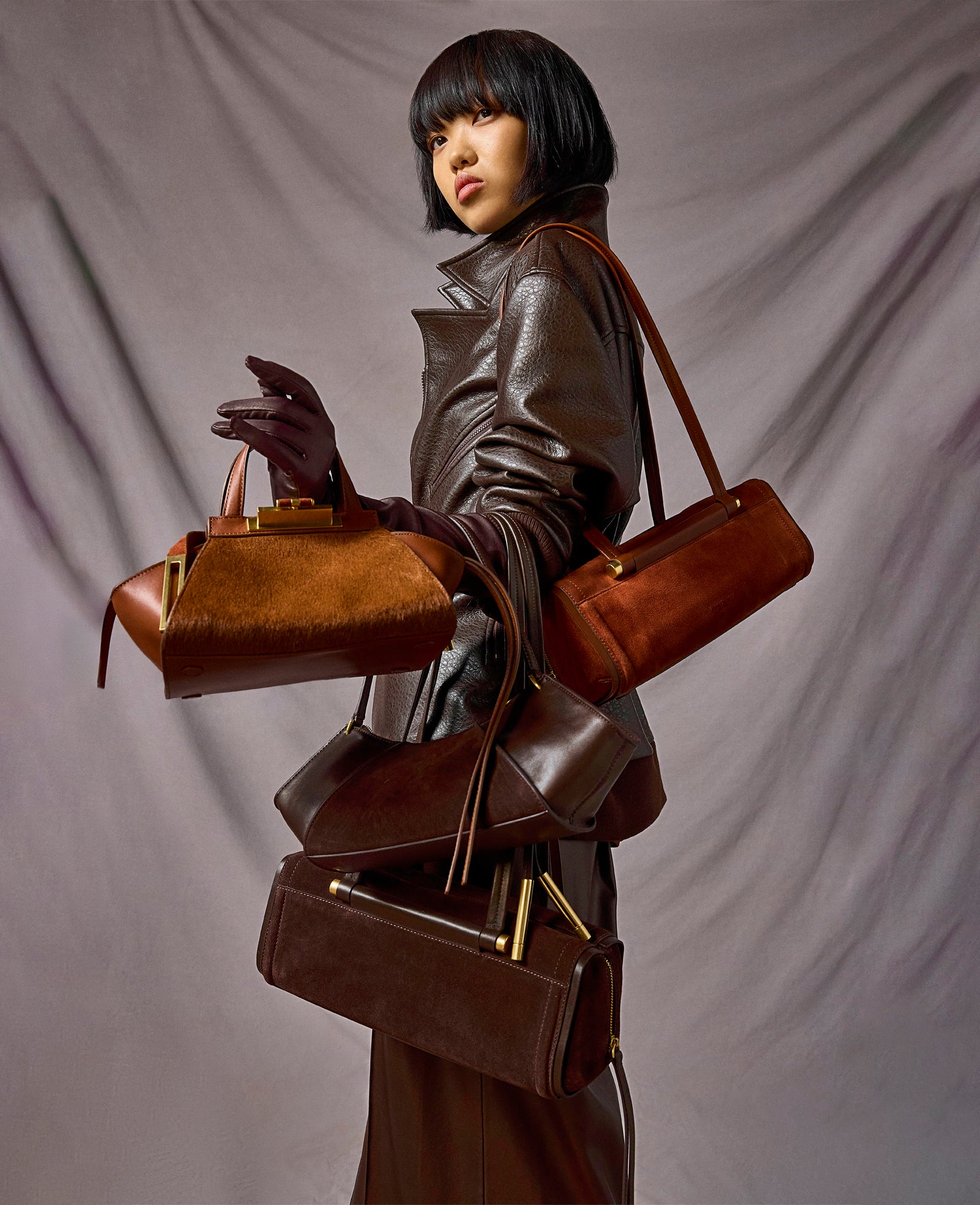 Kenneth Cole Reaction Bags Crosby Suede borsa a spalla taupe