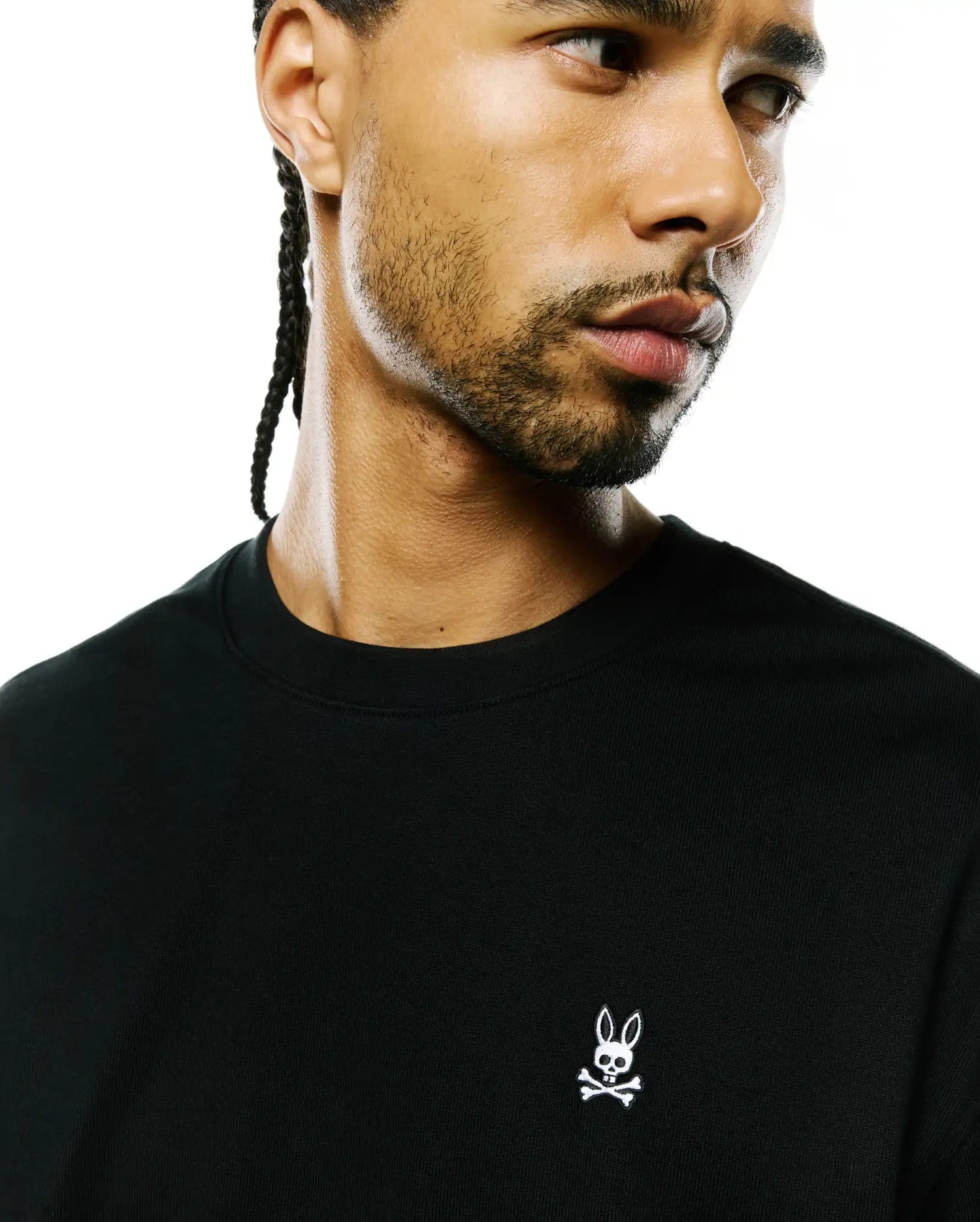 Psycho Bunny Men's Tees MENS NORMAN LONG SLEEVE OVERSIZED FIT TEE maglia nera 001 cotone