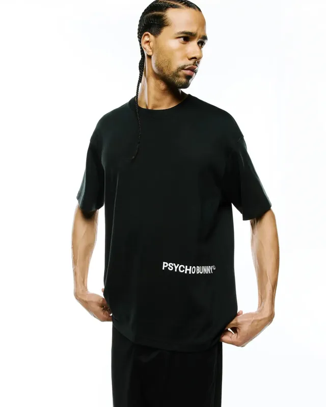 Psycho Bunny Men's Tees Haiden Oversized Tee maglietta nera in Pima