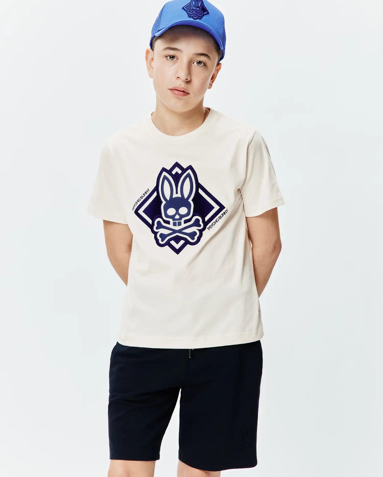 Psycho Bunny Kids Tees Tobias Graphic Tee maglietta bianca cotone Pima