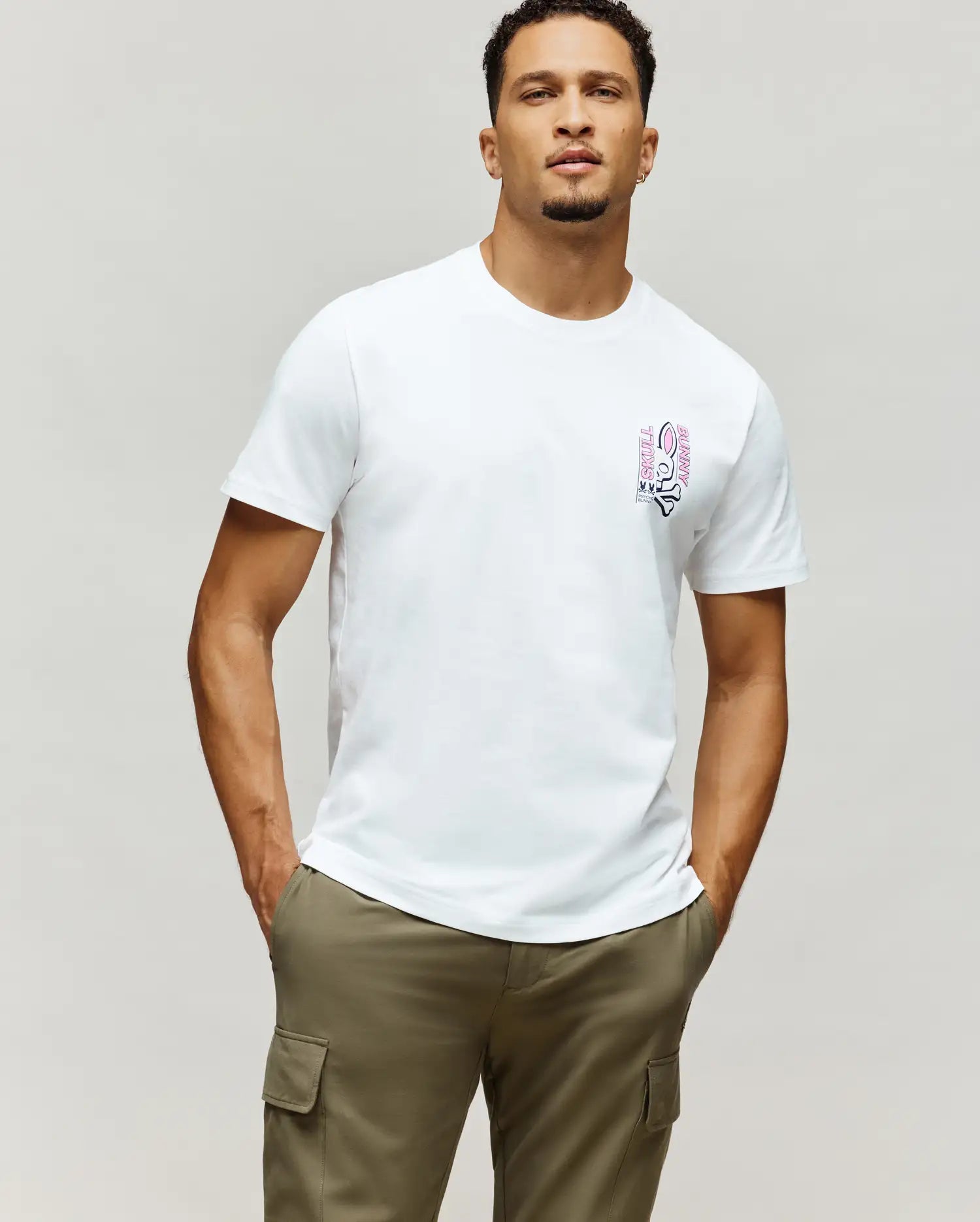 Psycho Bunny Men's Tees MENS SKULL BUNNY GRAPHIC TEE - MT0200330 T-shirt bianca Pima