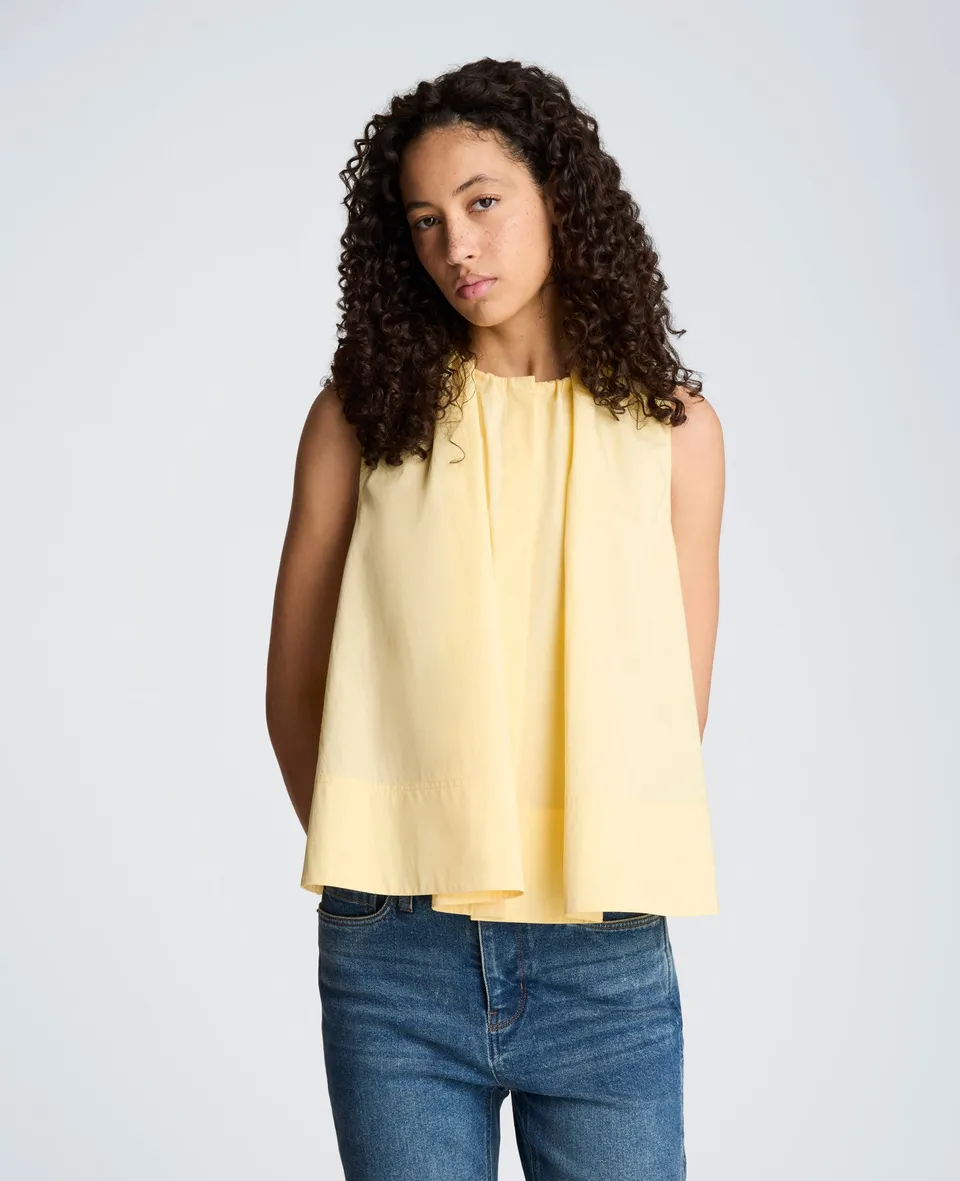 Kenneth Cole Reaction Clothing Paperbag Neck Sleeveless Tent Button Front Shirt camicia PASTEL YELLOW