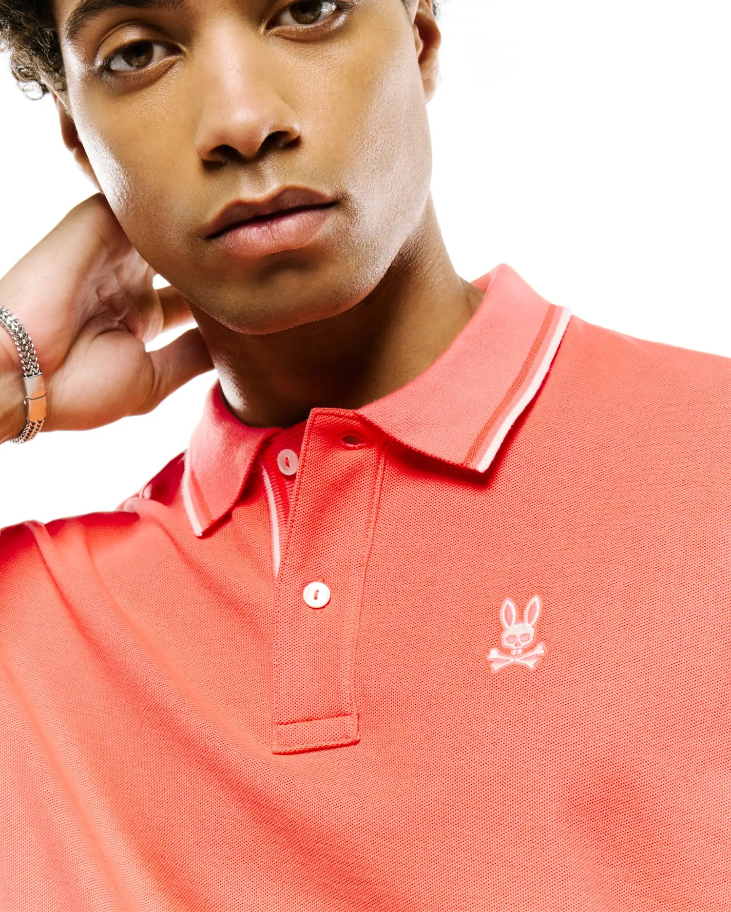 Psycho Bunny Atley Pima Piqué polo uomo arancione in cotone Pima