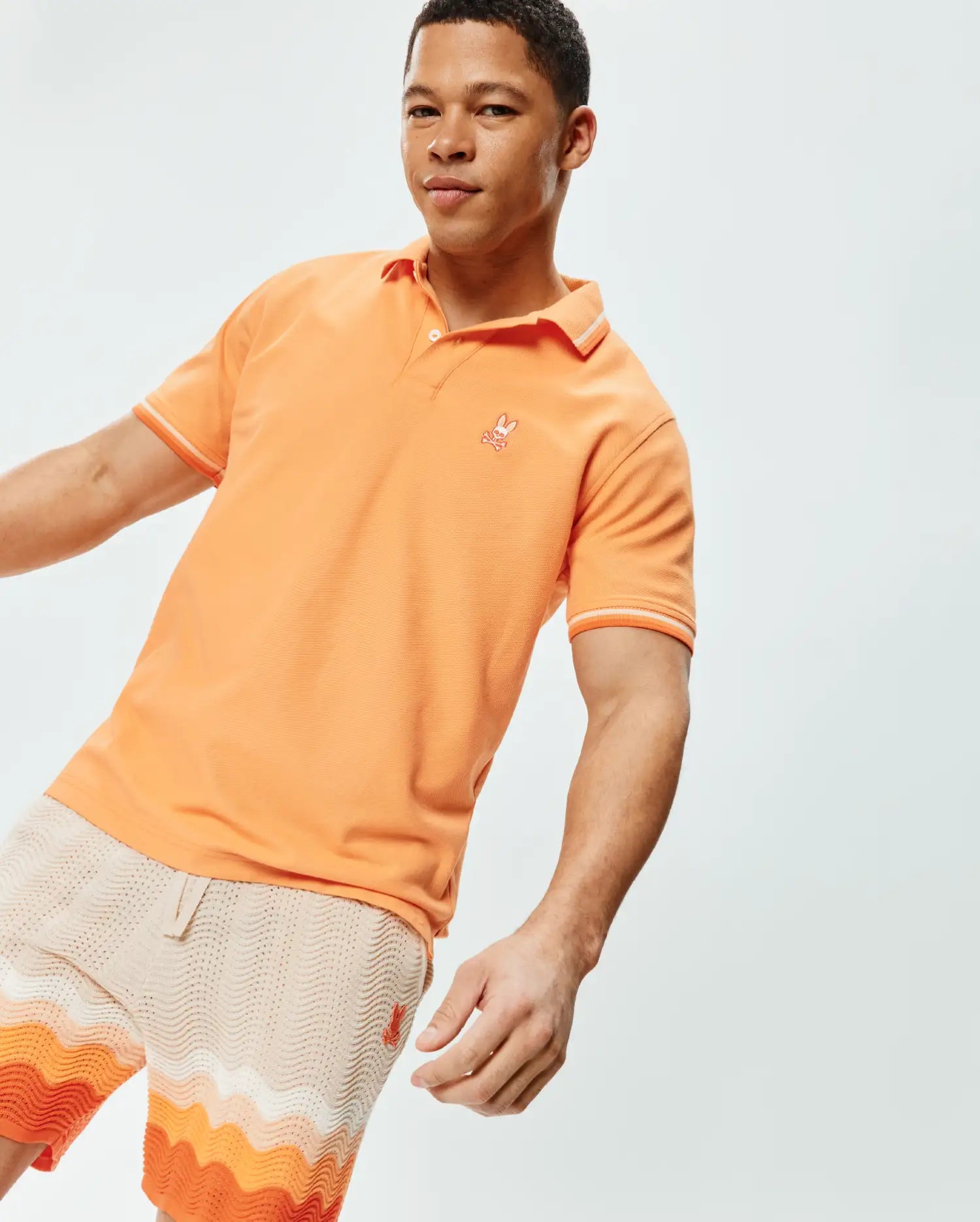 Psycho Bunny Men's Polos Holden Pique Polo polo arancione cotone Pima
