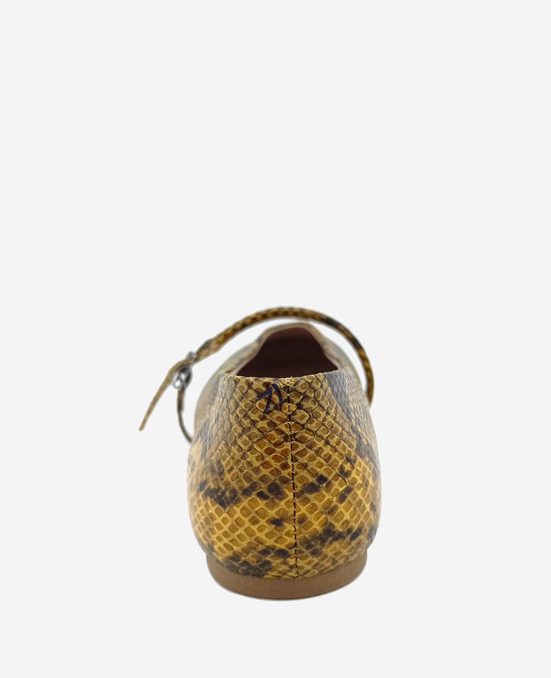 Kenneth Cole Reaction Shoes Magnolia Snakeskin Leather Ballet Flat ballerine Brown Snake, pelle