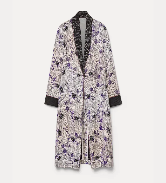 Forte capispalla e kimono “cherry blossom” jacquard coat lapislazzuli morbido