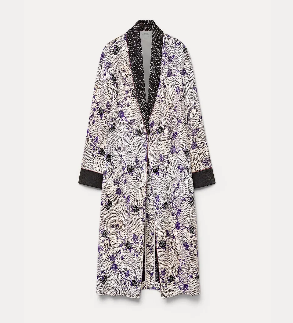 Forte capispalla e kimono “cherry blossom” jacquard coat lapislazzuli morbido