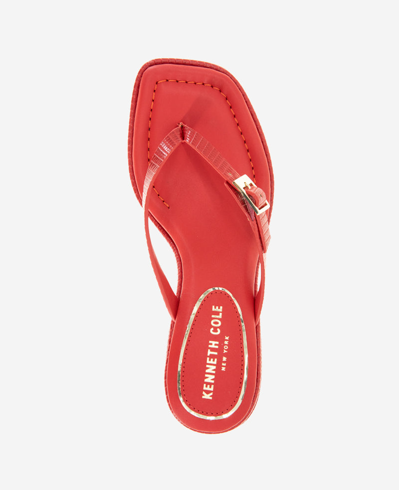 Kenneth Cole Reaction Shoes Gillie Embossed Lizard Kitten Heel Buckle Sandal sandali red lizard tacco 2 pollici
