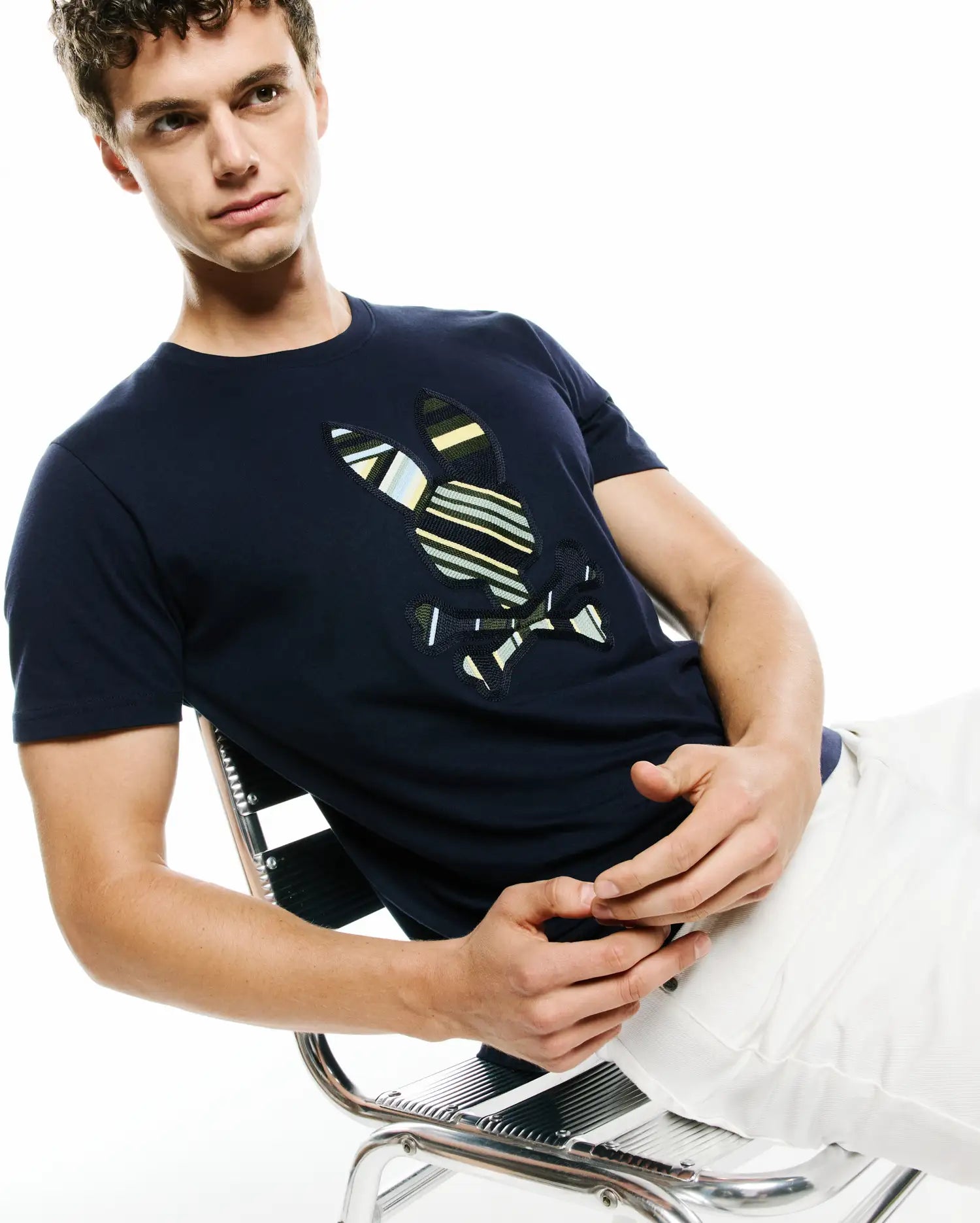 Psycho Bunny Men's Tees Drew Graphic Tee maglietta blu cotone Pima