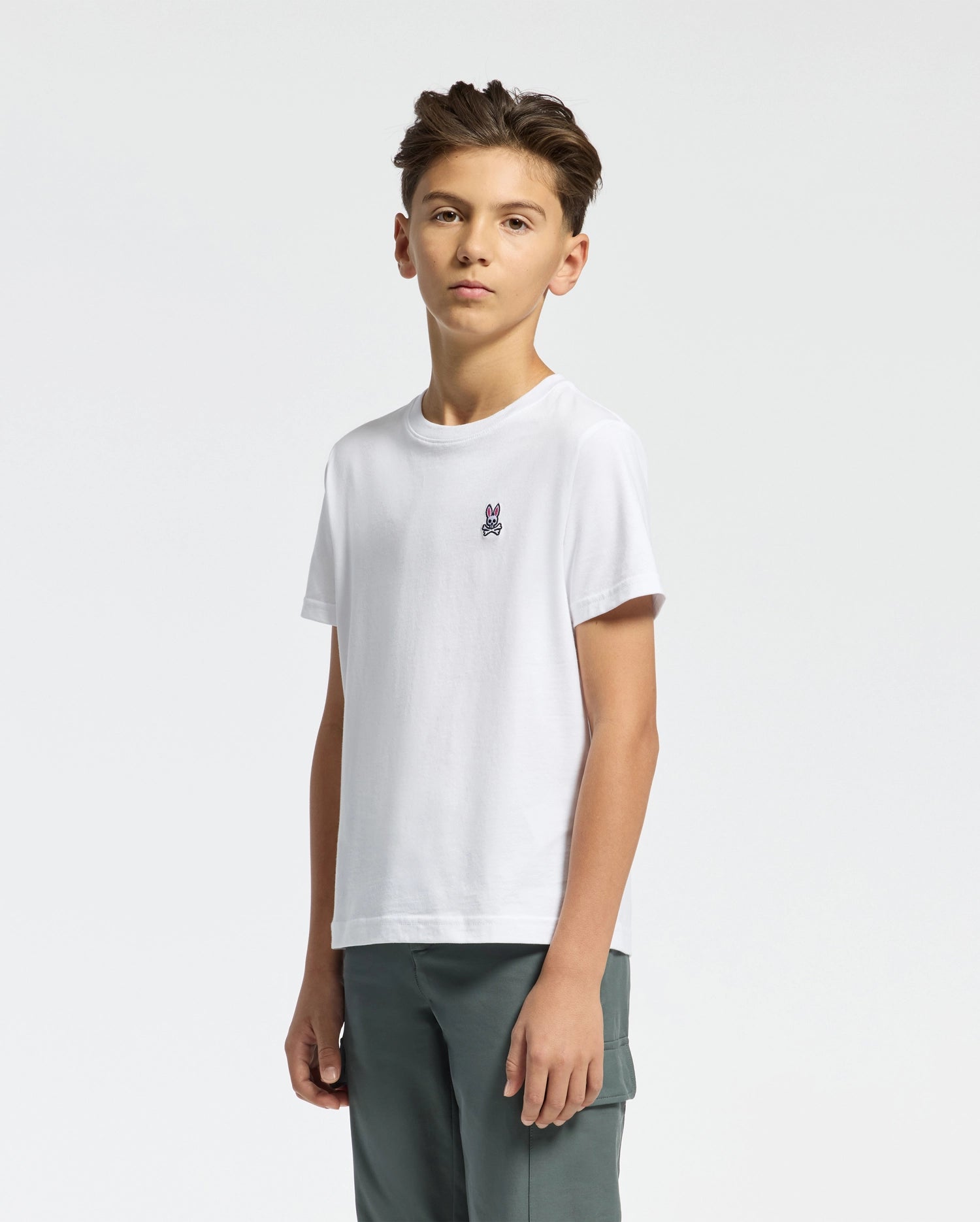 Psycho Bunny Kids Tees Classic Crew Neck Tee B0U014CRPC t-shirt bianca in cotone Pima
