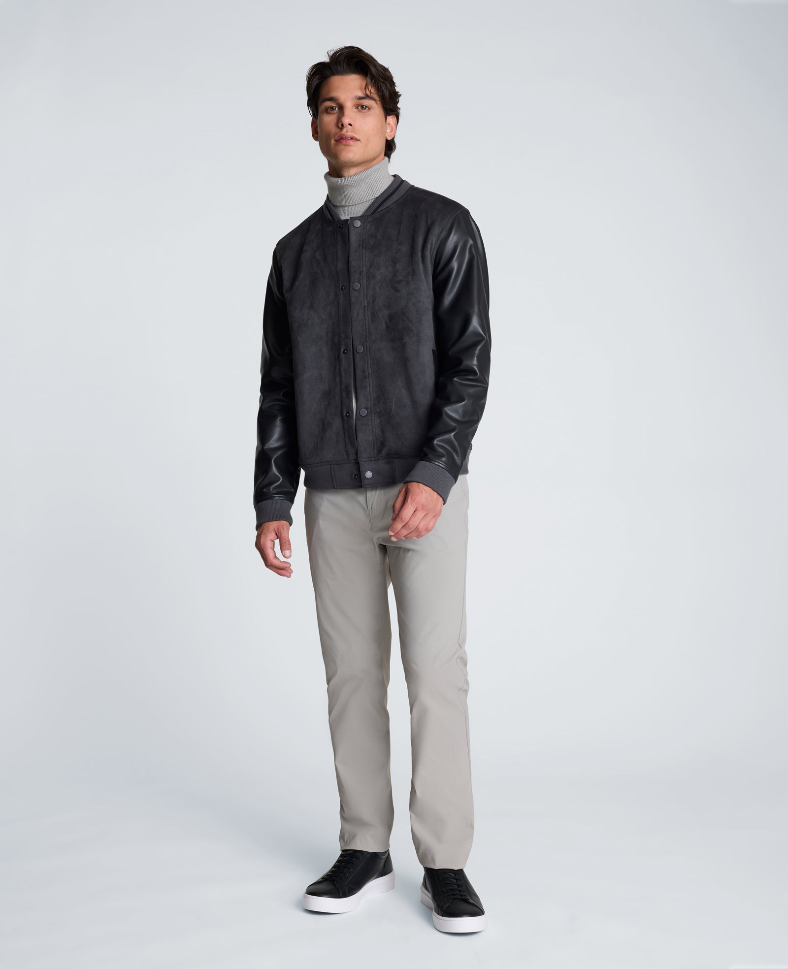 Kenneth Cole Reaction Clothing Varsity Bomber Jacket giacca bomber antracite