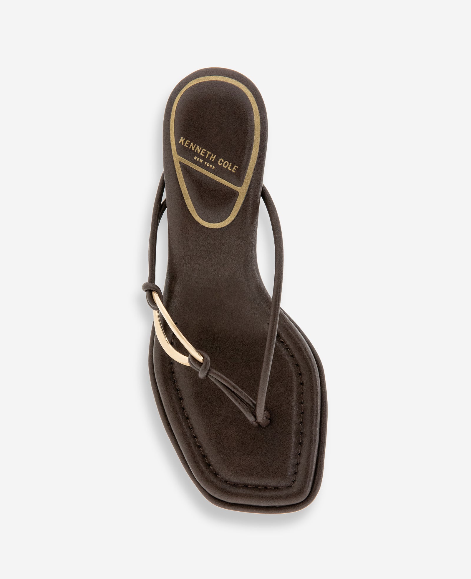 Kenneth Cole Reaction Shoes Madrid Leather Embellished Heel Sandal sandalo marrone tacco basso