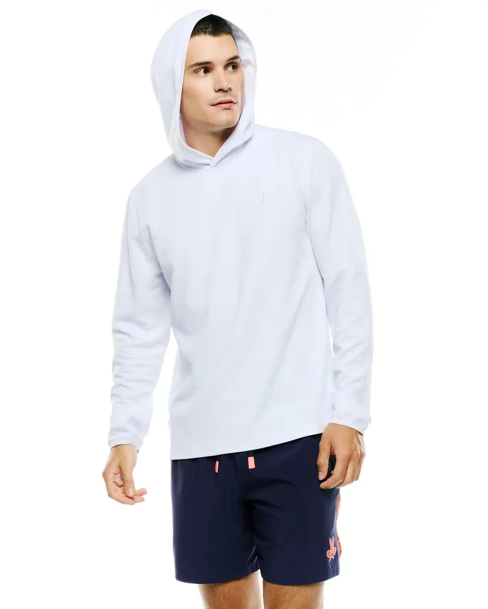 Psycho Bunny Men's Sweatshirts & Hoodies Tomas Waffle Hoodie felpa bianca
