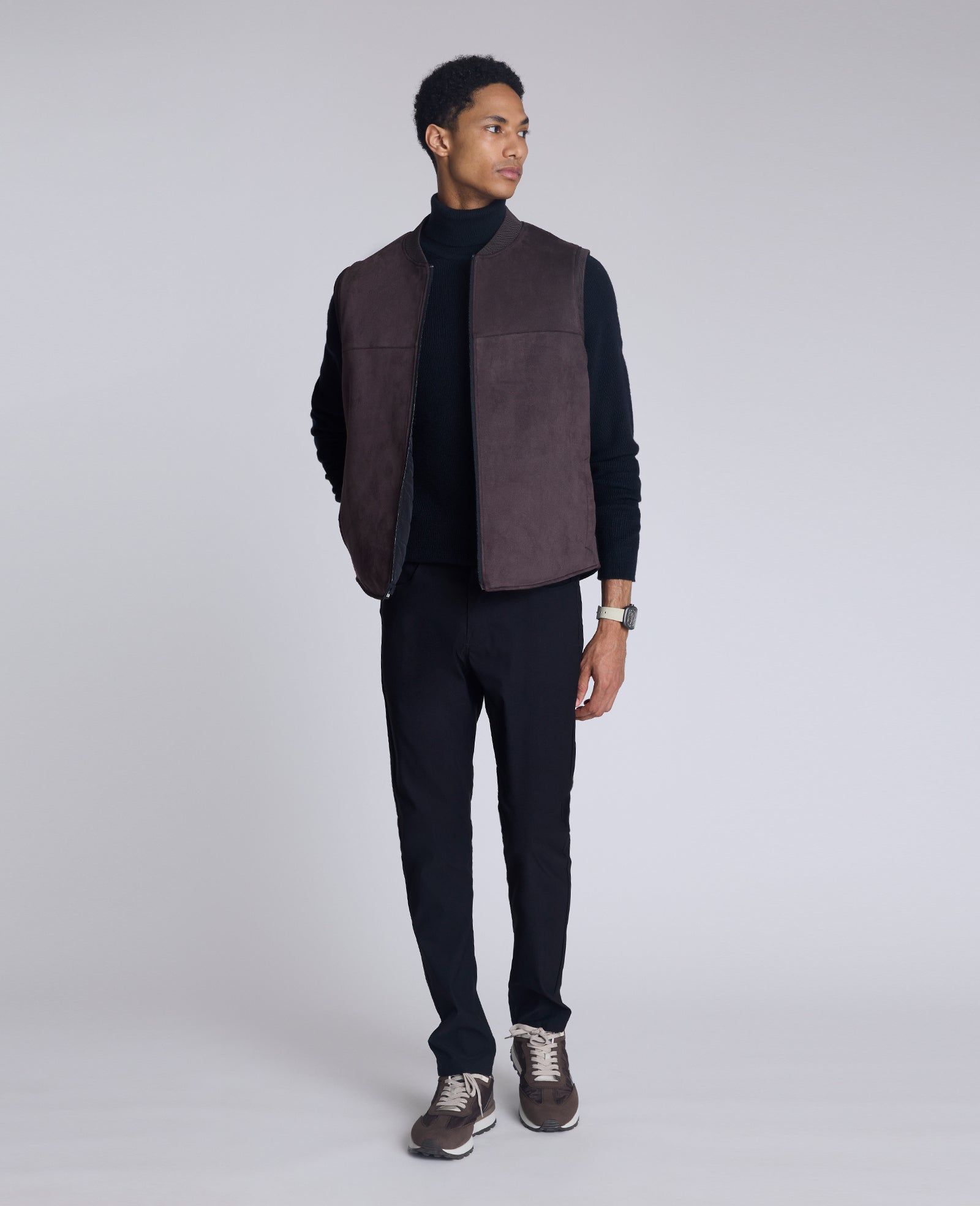 Kenneth Cole Reaction Reversible Vest gilet reversibile nero e marrone idrorepellente