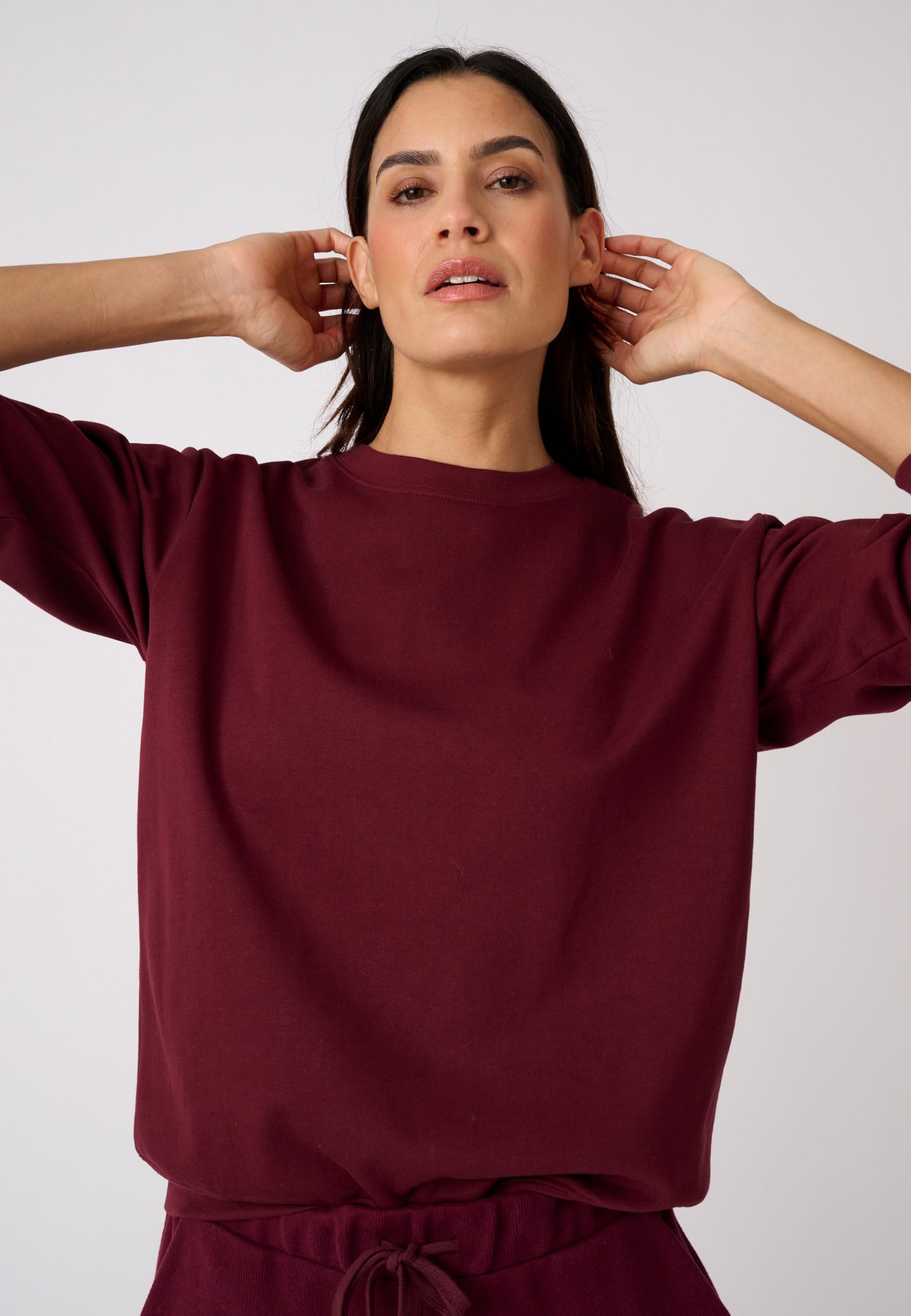 Damart Prêt-à-porter felpa donna 54-56 rosso bordeaux in pile