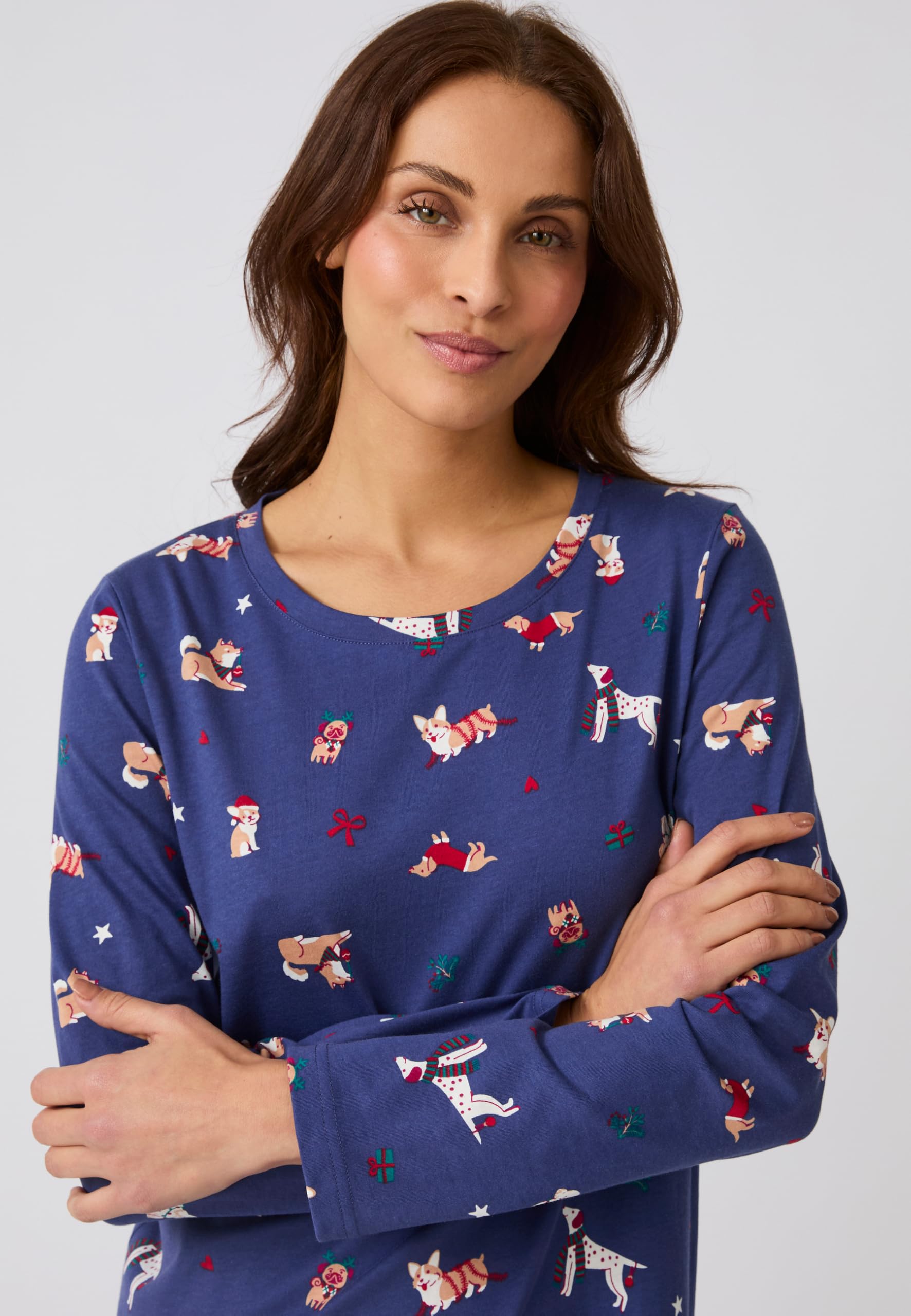 Damart Homewear Camicia da notte di Natale in puro cotone
