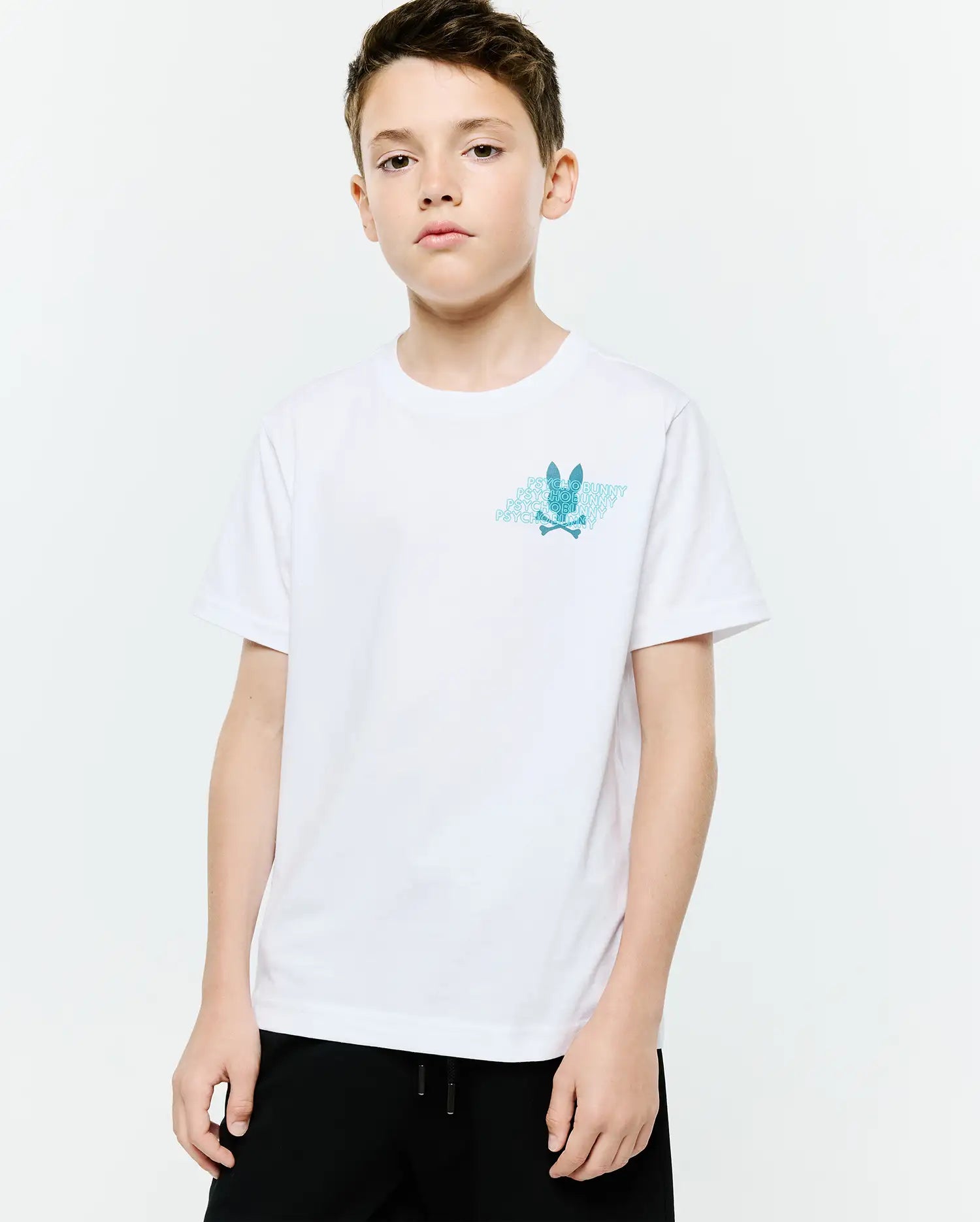 Psycho Bunny Kids Tees KIDS MAURICE BACK GRAPHIC TEE - KT0200307 t-shirt bianca in cotone Pima