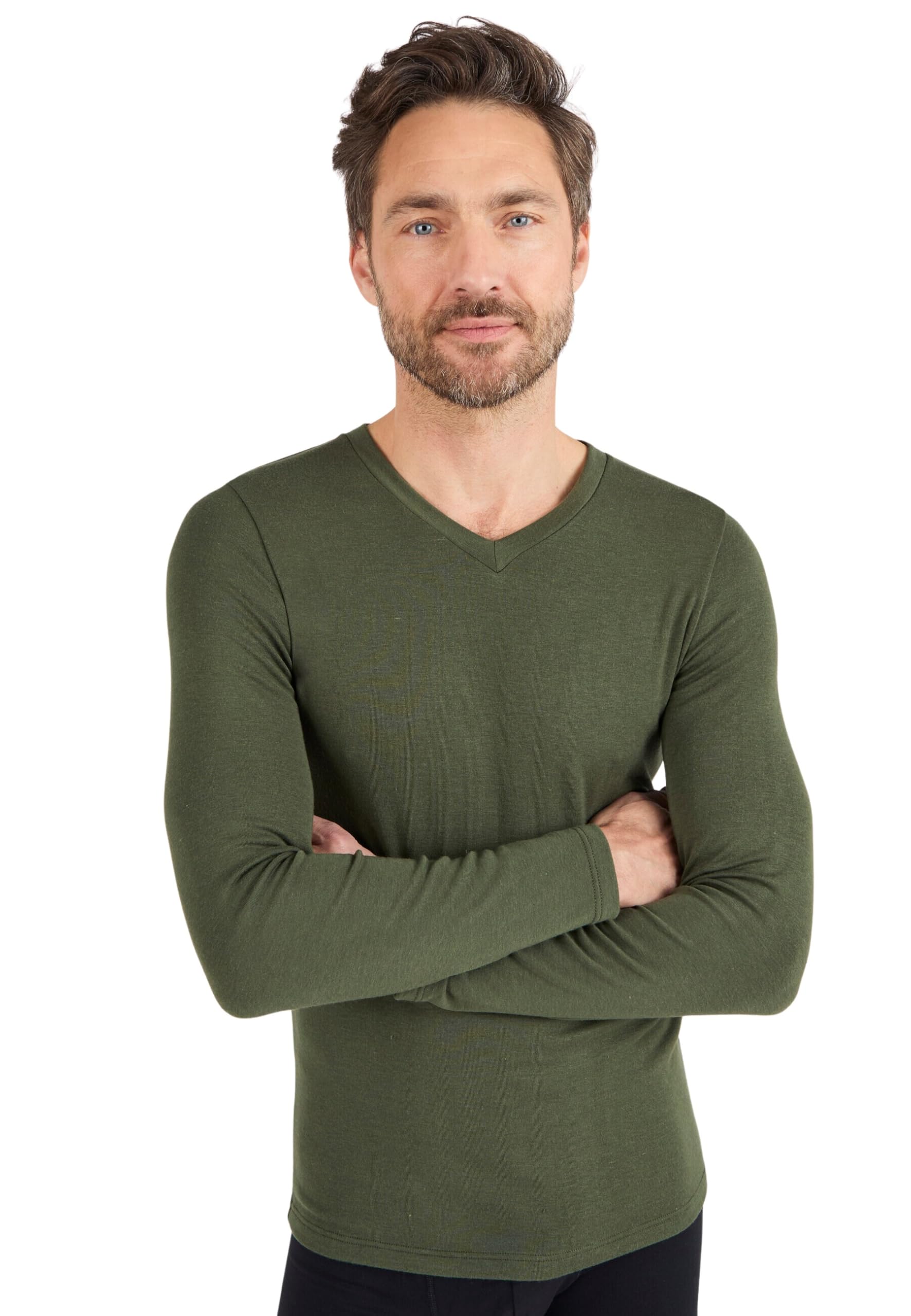 Damart Thermolactyl T-shirt uomo scollo a V manica lunga grigio melange scuro S
