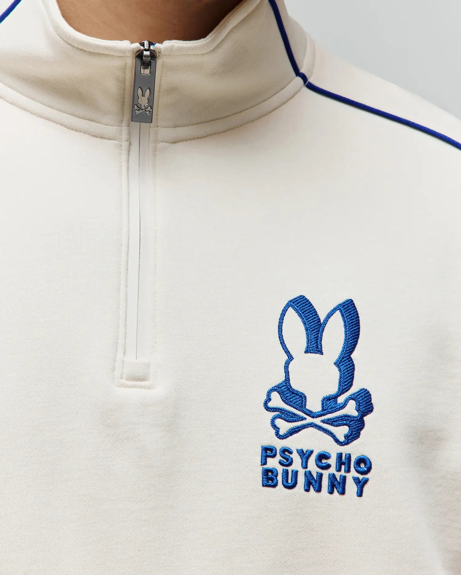 Psycho Bunny Toby 1/4 Zip felpa bianca XXS-XXXL in cotone misto