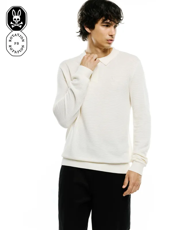 Psycho Bunny Men's Polos Men's Leroy Long Sleeve Polo polo bianca manica lunga