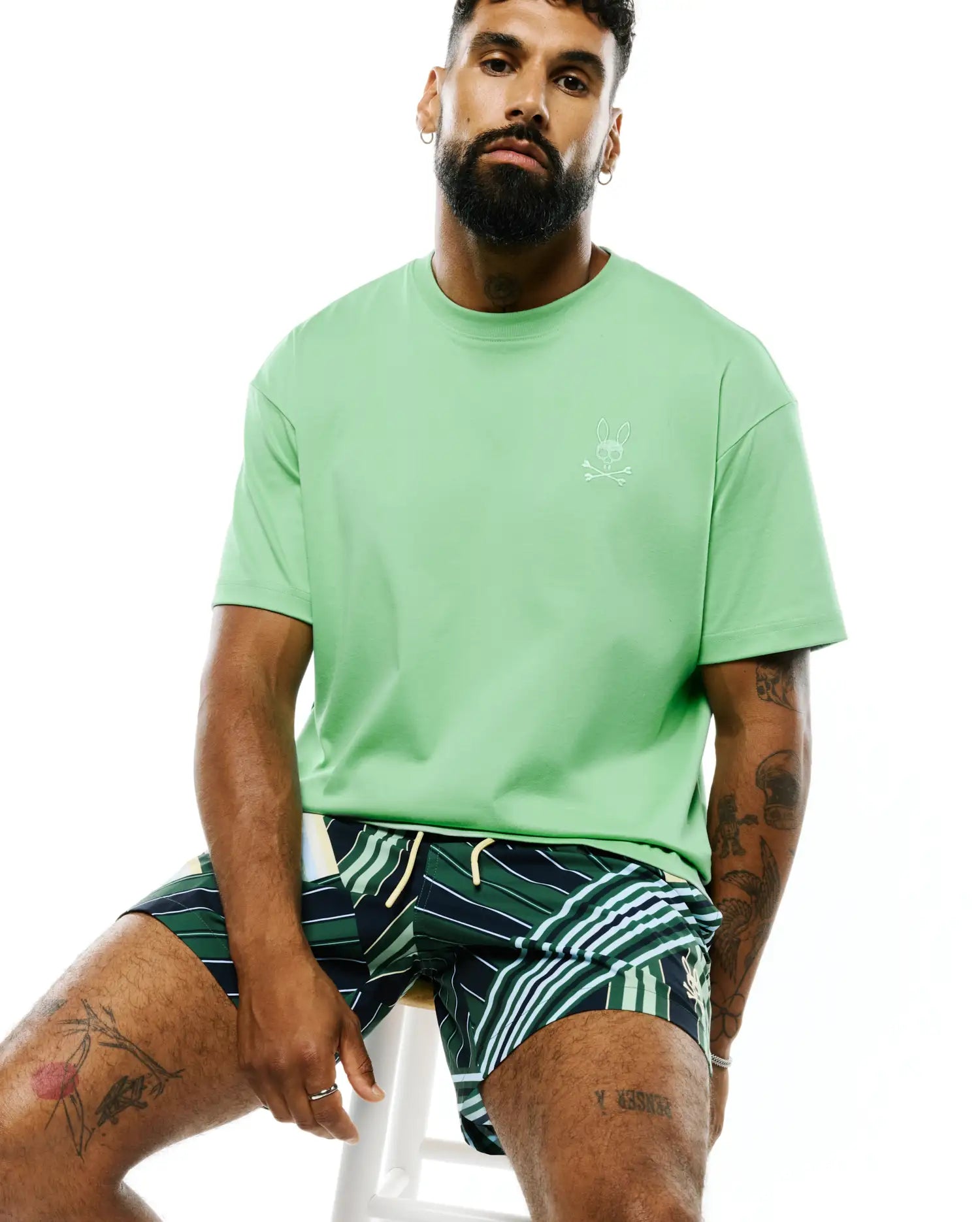Psycho Bunny Oscar MT0200217 maglietta verde 100% Pima oversize