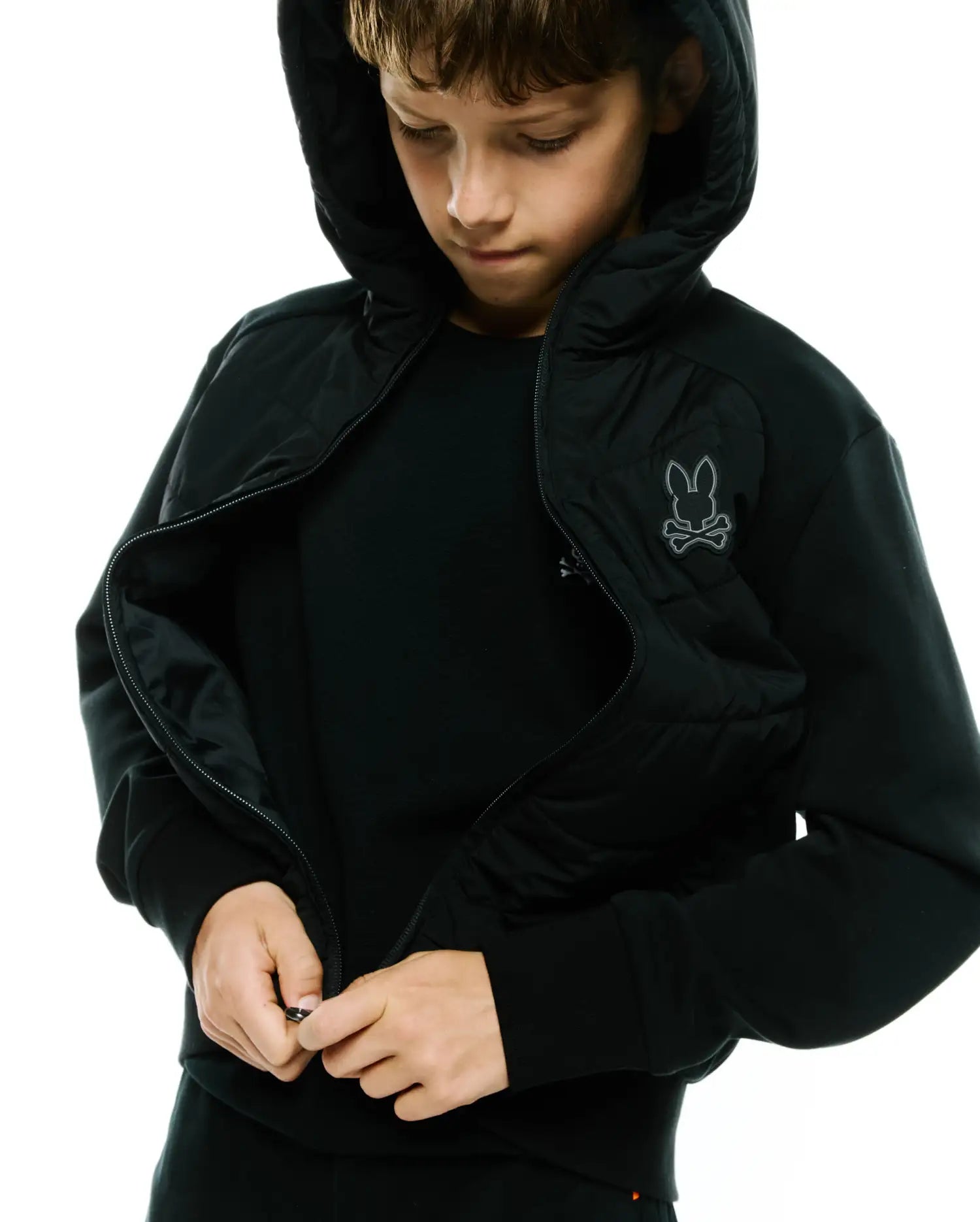 Psycho Bunny Kids Outerwear Gordley Jacket giacca nera imbottita