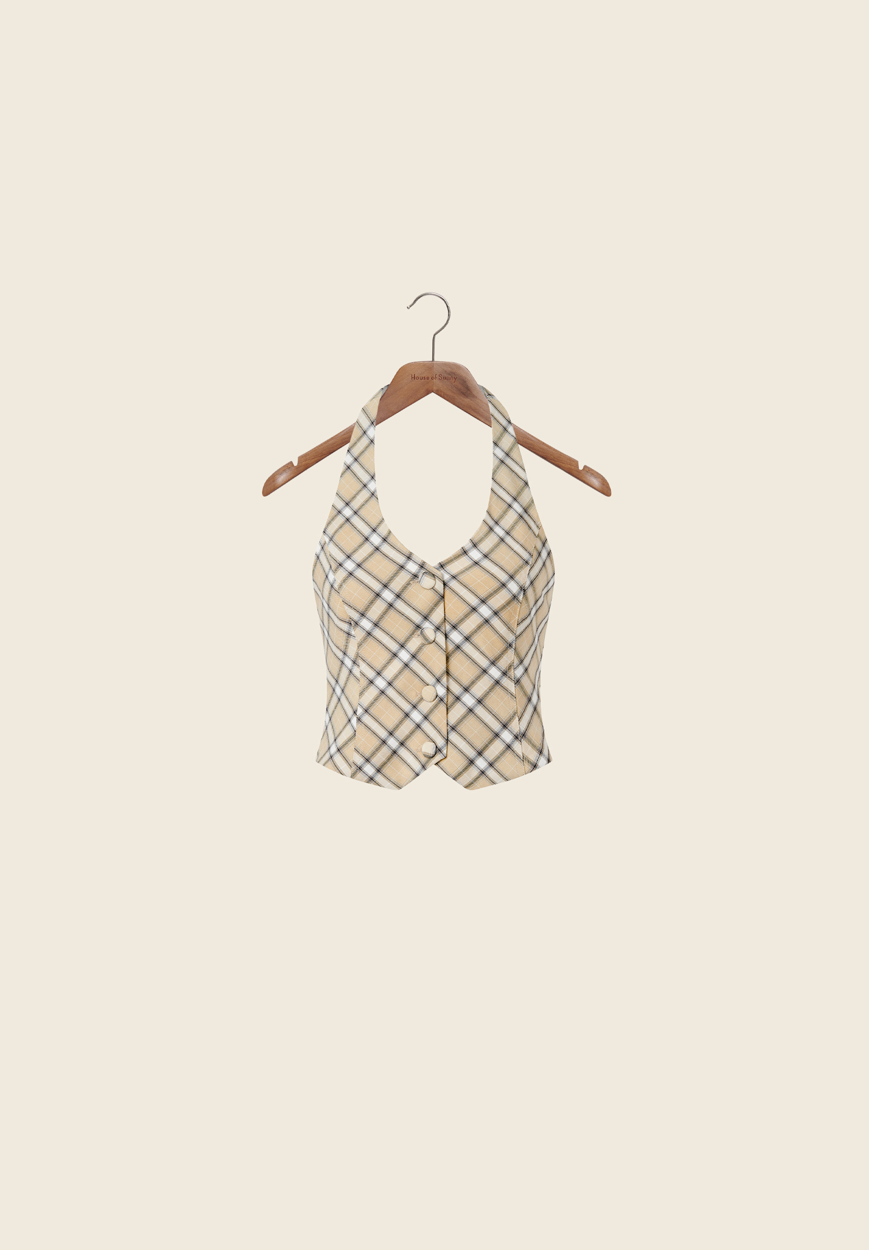House Of Sunny Womens Tops SLOANE CHECK WAISTCOAT gilet halter a quadri