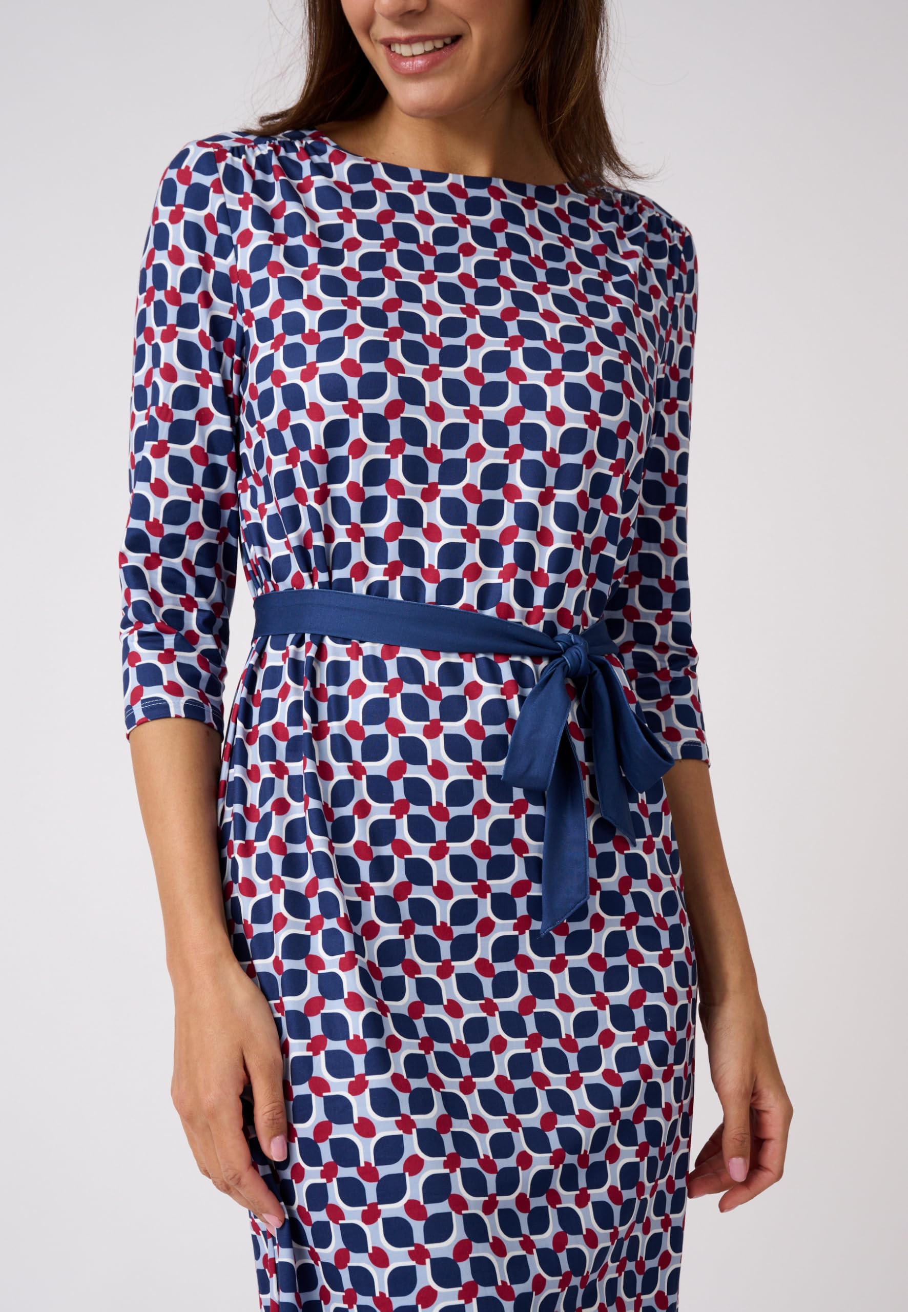 Damart Prêt-à-porter vestito donna stampa grafica 38-40 con cintura