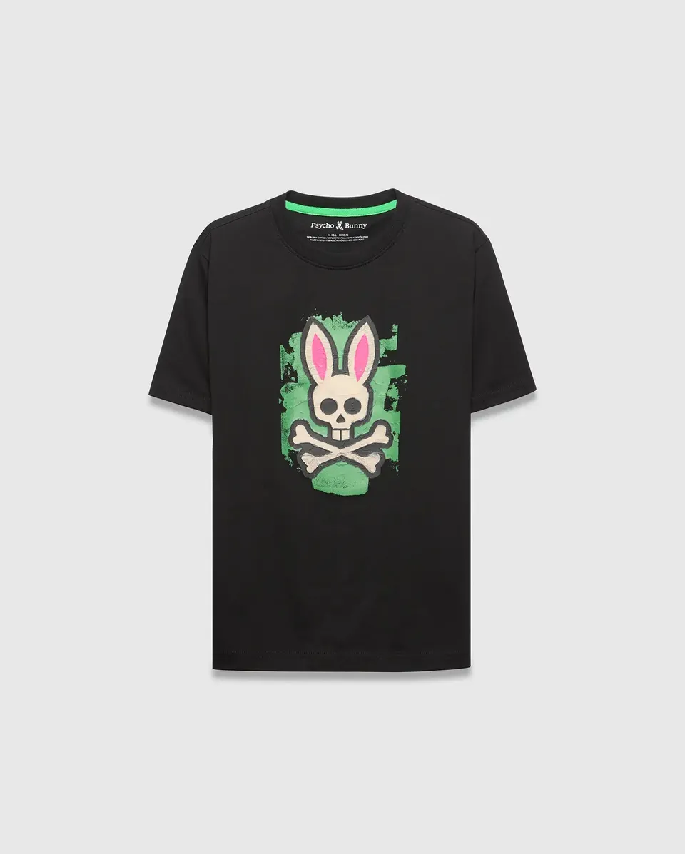 Psycho Bunny Kids Tees Marcus Graphic Tee KT0200193 t-shirt nera bambini cotone Pima