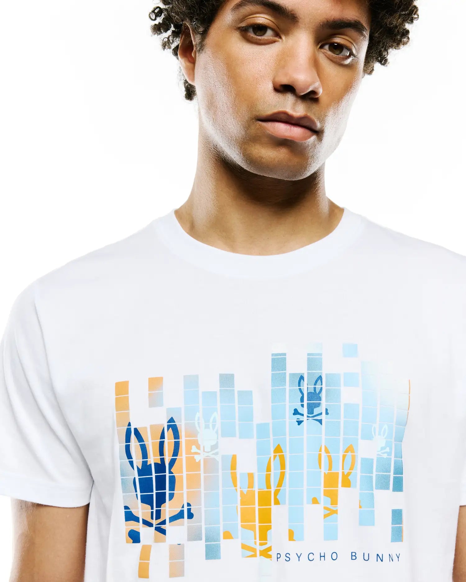 Psycho Bunny Men's Tees Zander Pima Cotton Graphic Tee maglietta bianca