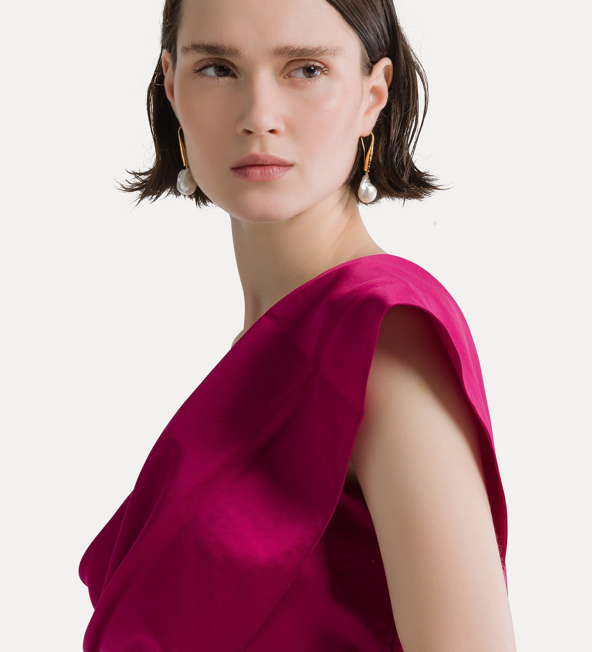 Forte top Duchesse One-Shoulder Top Ruby rosso top monospalla
