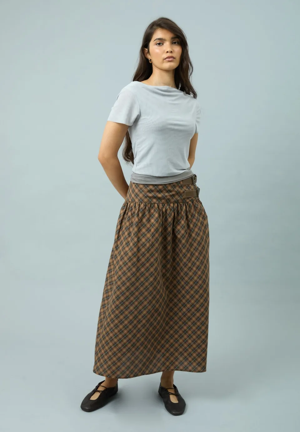 House Of Sunny Women's Skirts CHECK BUCKLE SKIRT gonna midi a quadri UK 6-18