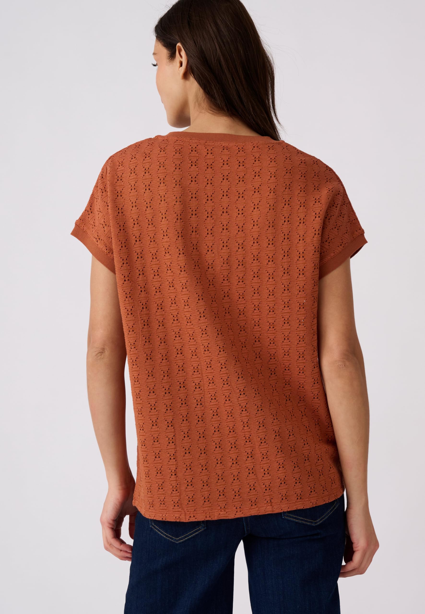 Damart Prêt-à-porter T-Shirt Maglia Jacquard marrone terracotta 38-40