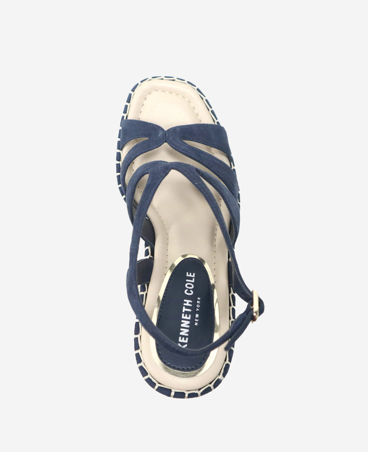Kenneth Cole Reaction Solace Platform Espadrille Wedge Sandal sandali blu camoscio