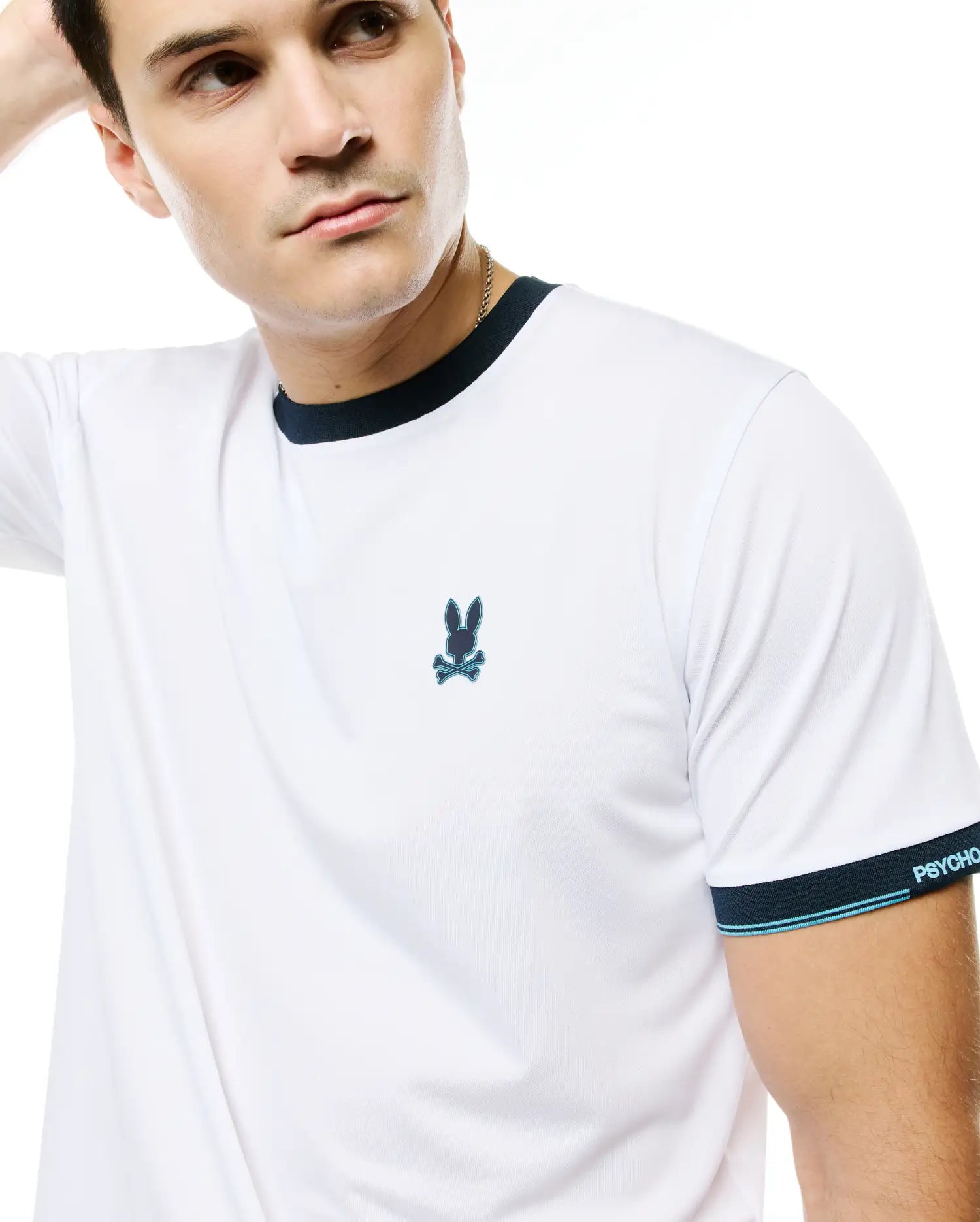 Psycho Bunny Edmonds Chest Bunny Sport t-shirt bianca elasticizzata