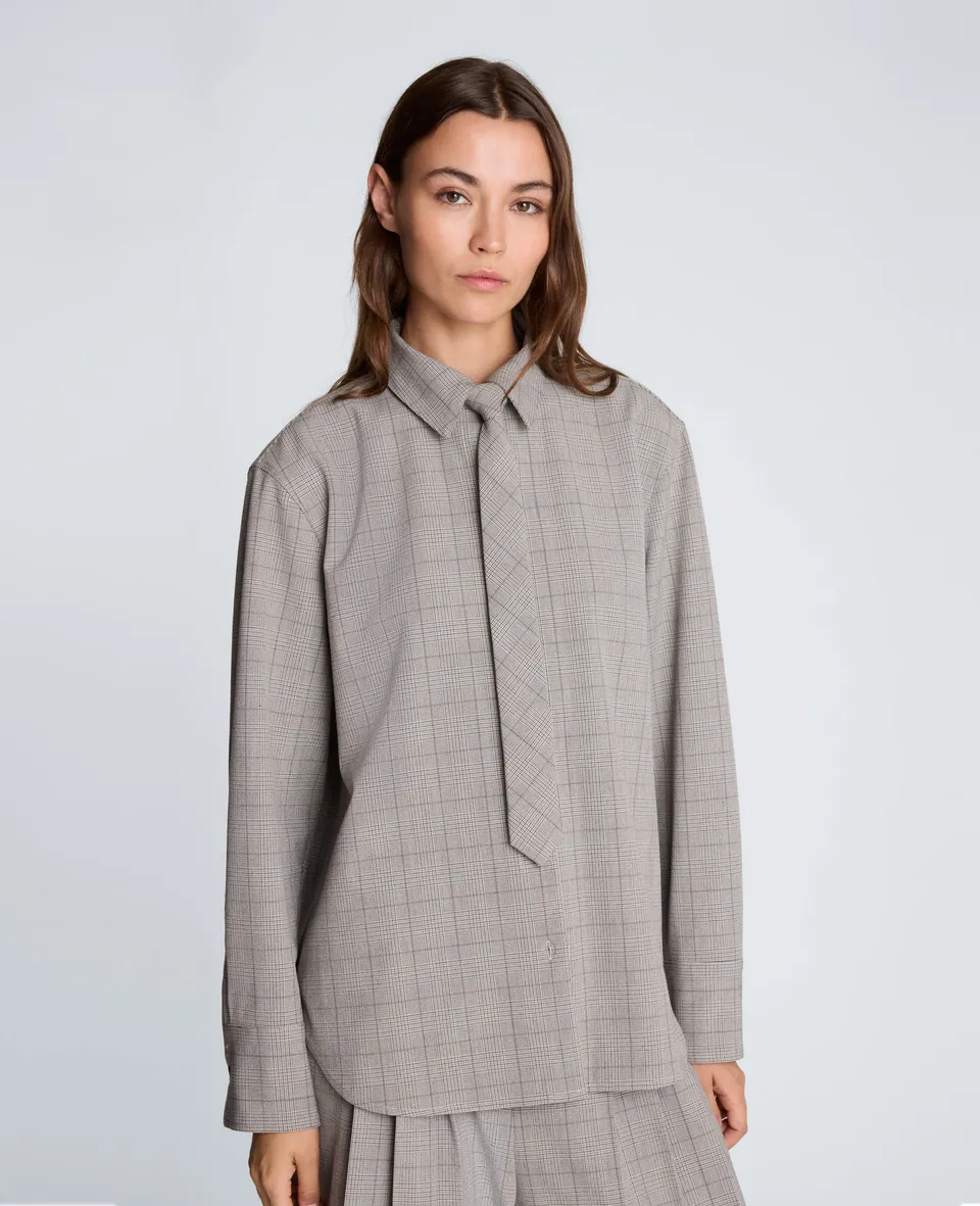 Kenneth Cole Reaction Clothing Boyfriend Button Down with Tie camicia marrone