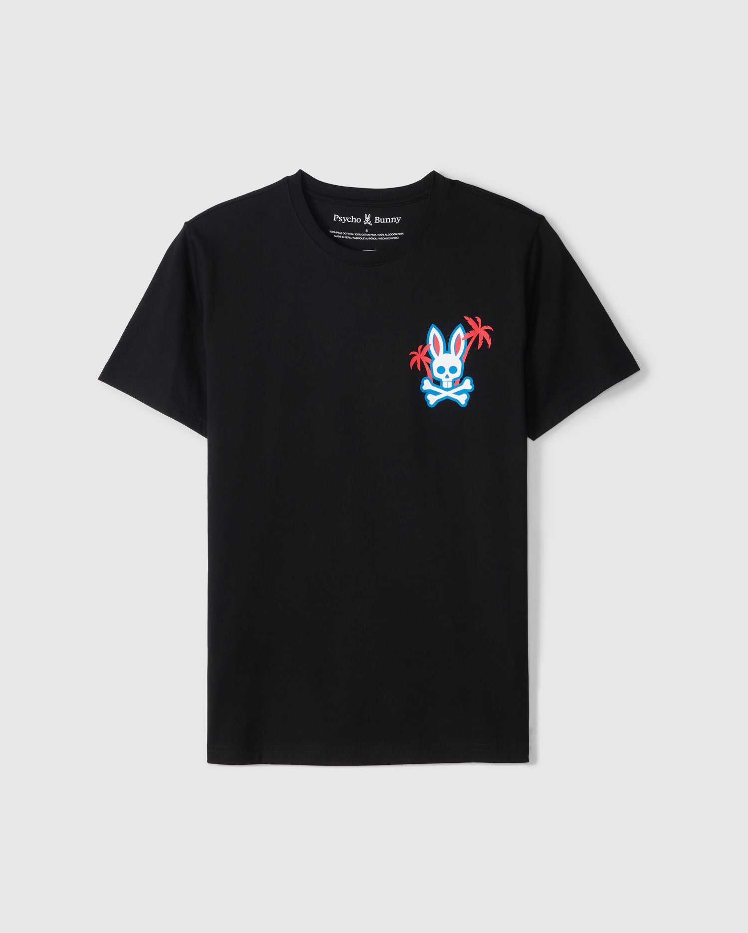 Psycho Bunny Men's Tees Los Angeles City Tee B6U861A2PC T-shirt nera in cotone Pima