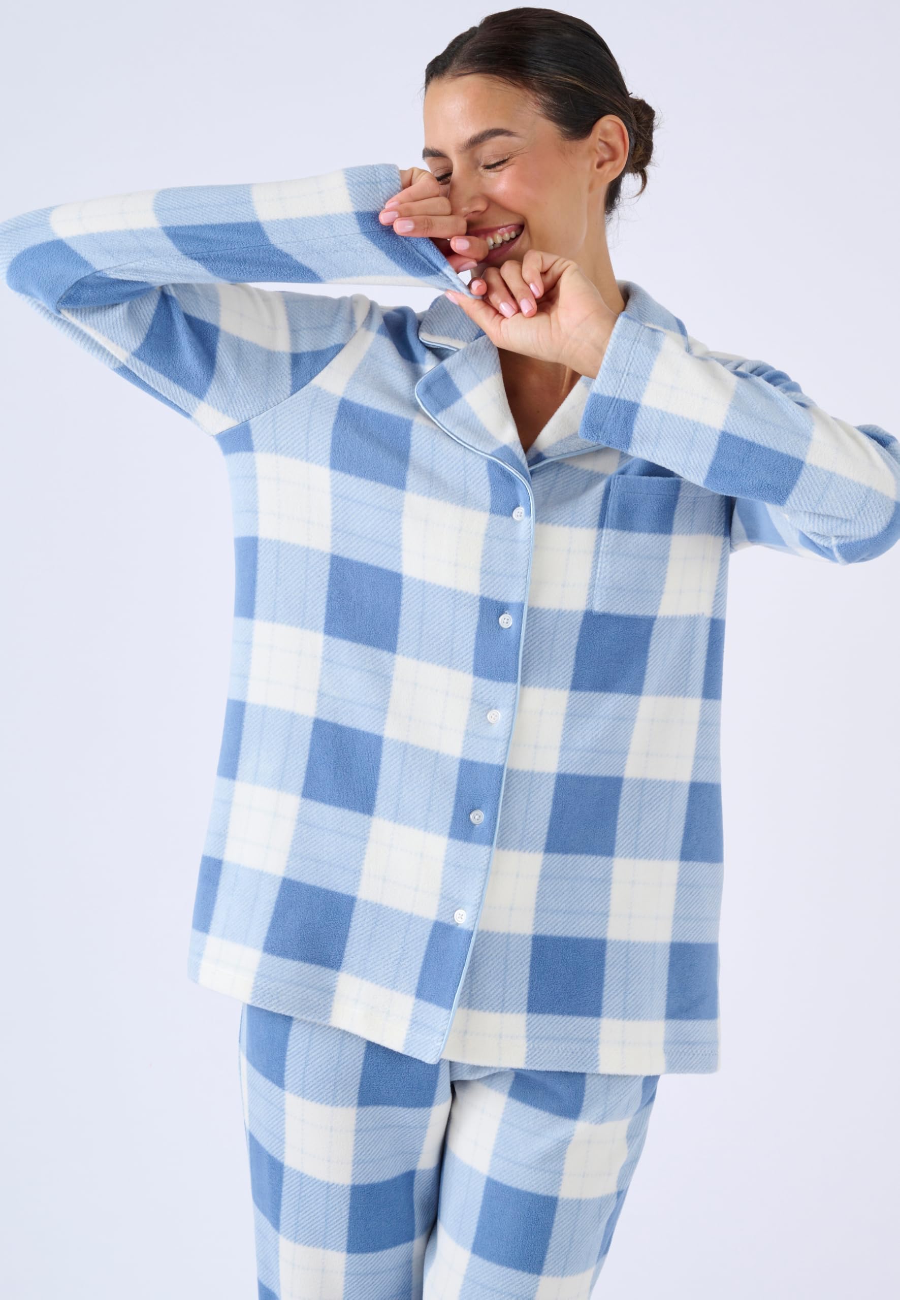 Damart Homewear Pigiama termico in pile blu stampato