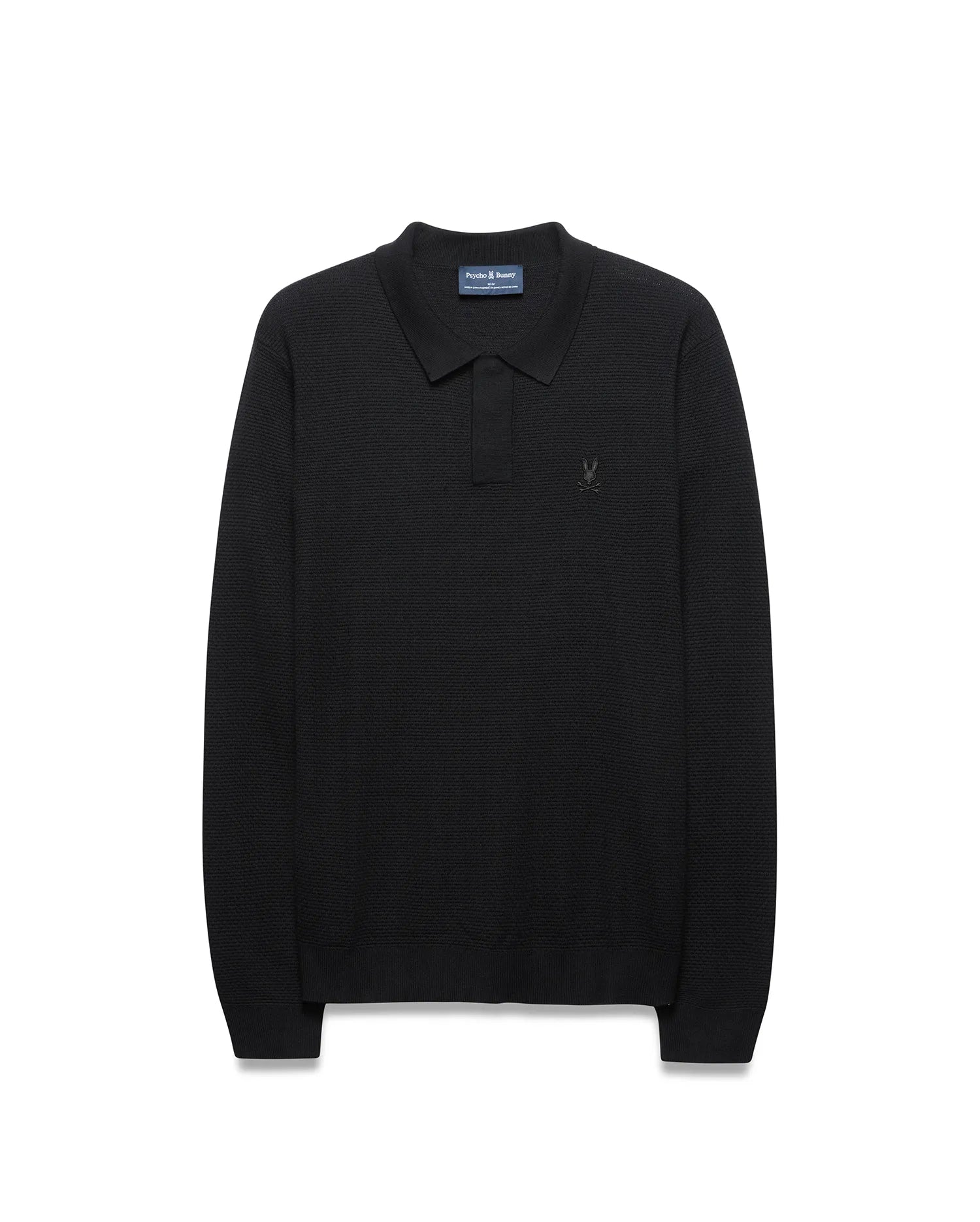 Psycho Bunny Men's Polos Men's Leroy Long Sleeve Knit Polo polo nera maglia