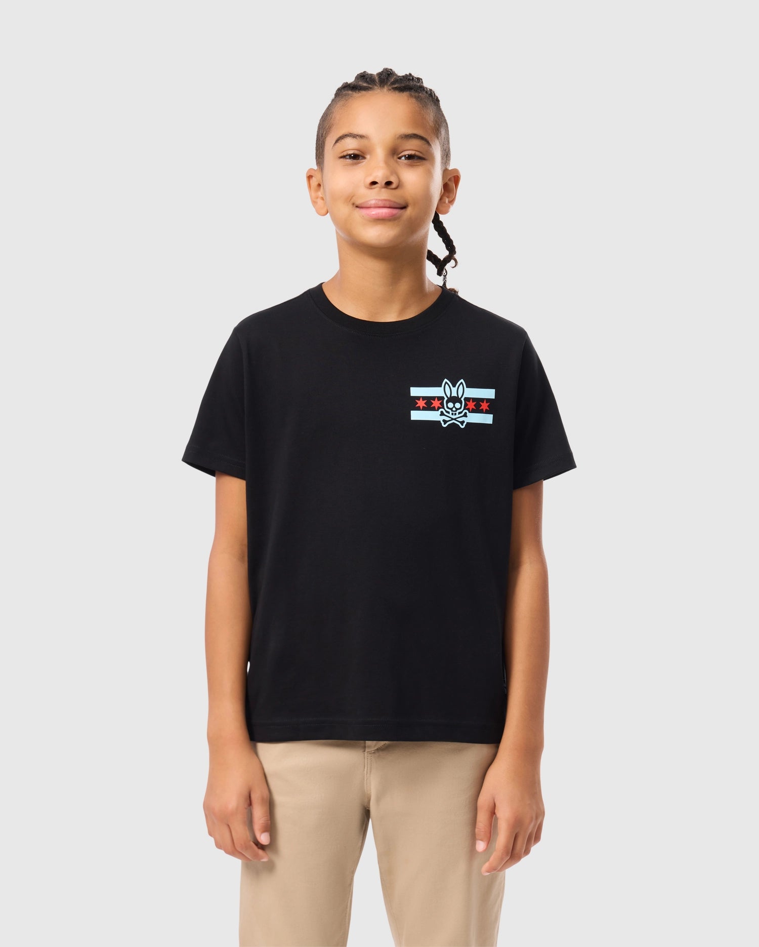 Psycho Bunny Kids Tees Chicago City Tee B0U551W1PC maglietta nera