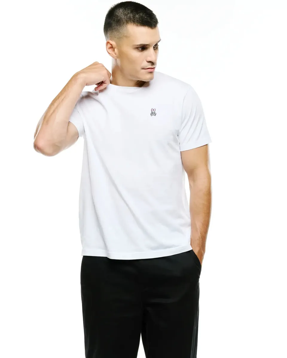 Psycho Bunny Men's Tees Classic Crew Neck Tee B6U014CRPC maglietta bianca XXS