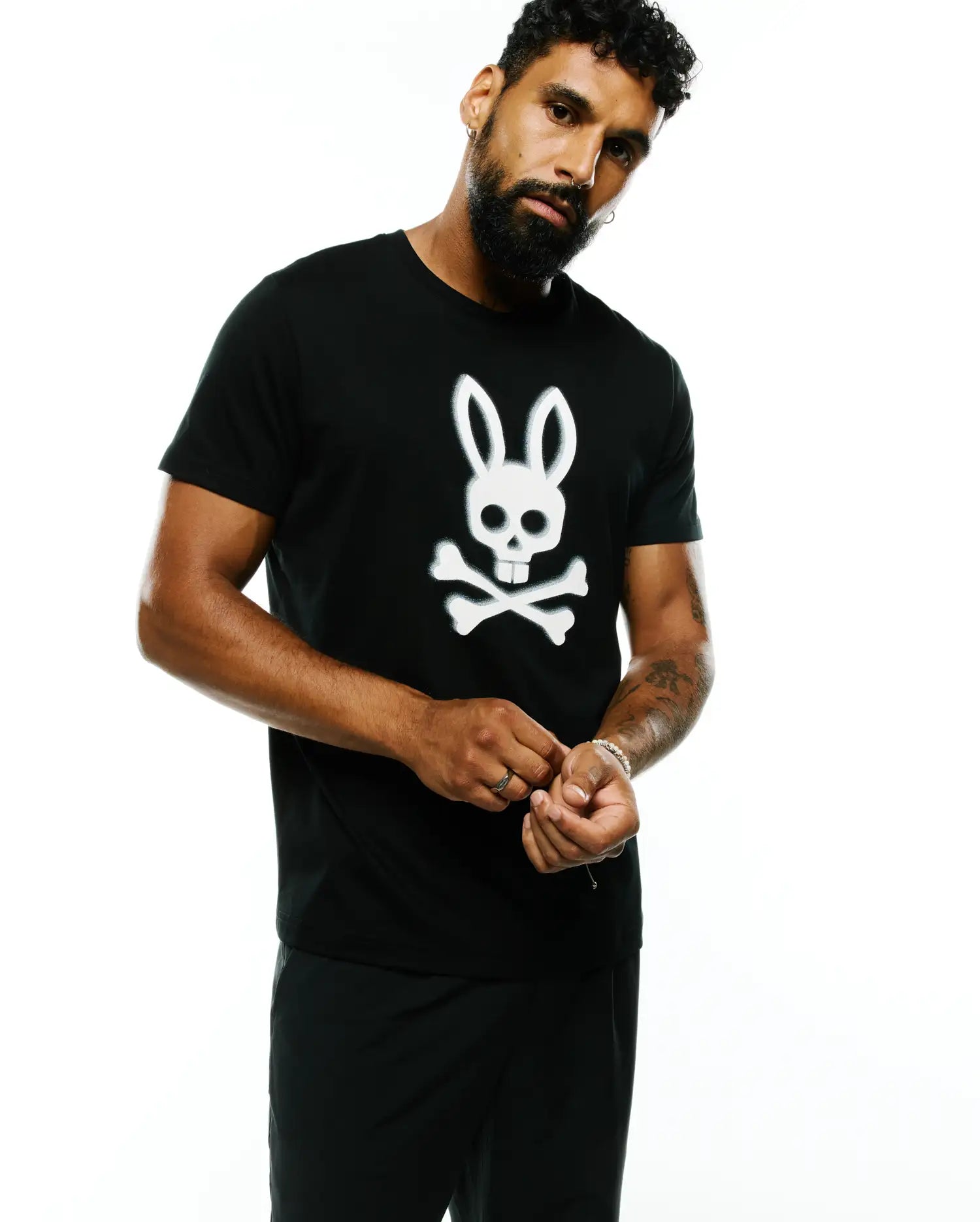 Psycho Bunny Men's Tees Emmanuel Pima Cotton Graphic Tee MT0200353 t-shirt nera Pima