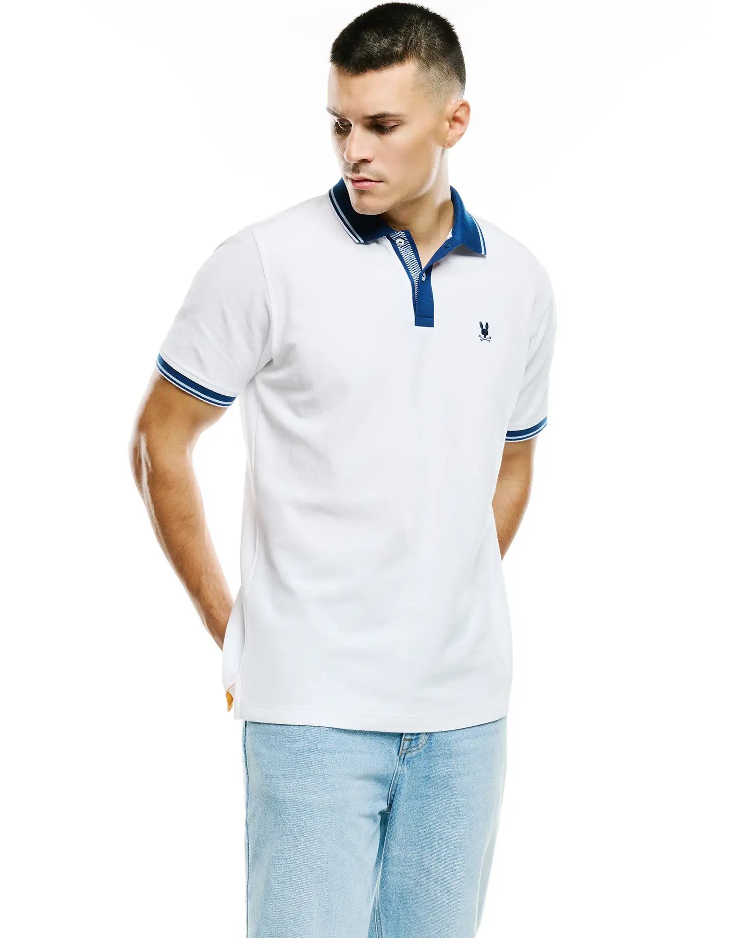 Psycho Bunny Men's Polos Stan Pima Piqué Polo polo bianca
